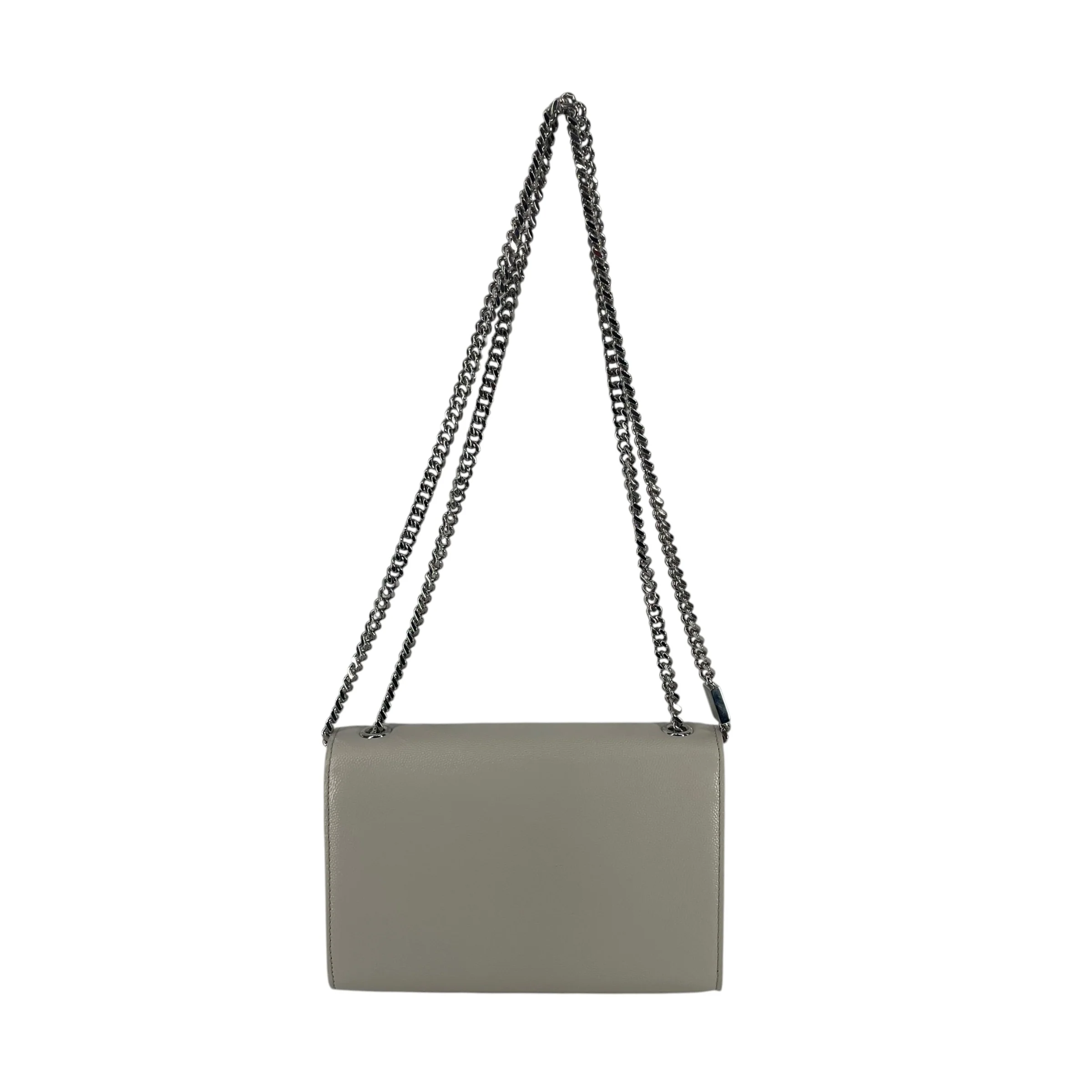 YVES SAINT LAURENT/Cross Body Bag/Leather/GRY/SILVER YSL LOGO