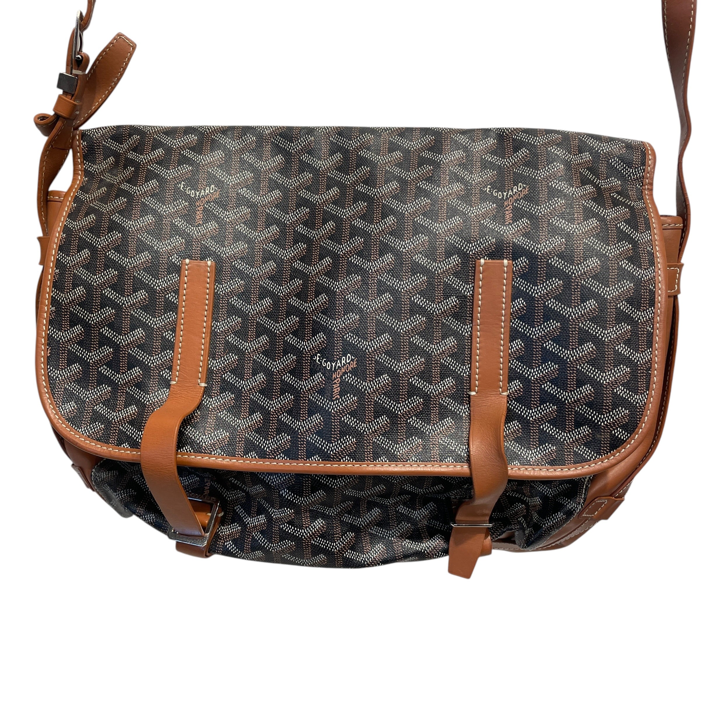 GOYARD/Cross Body Bag/All Over Print/Leather/BLK/belvedere pm messenger/brown