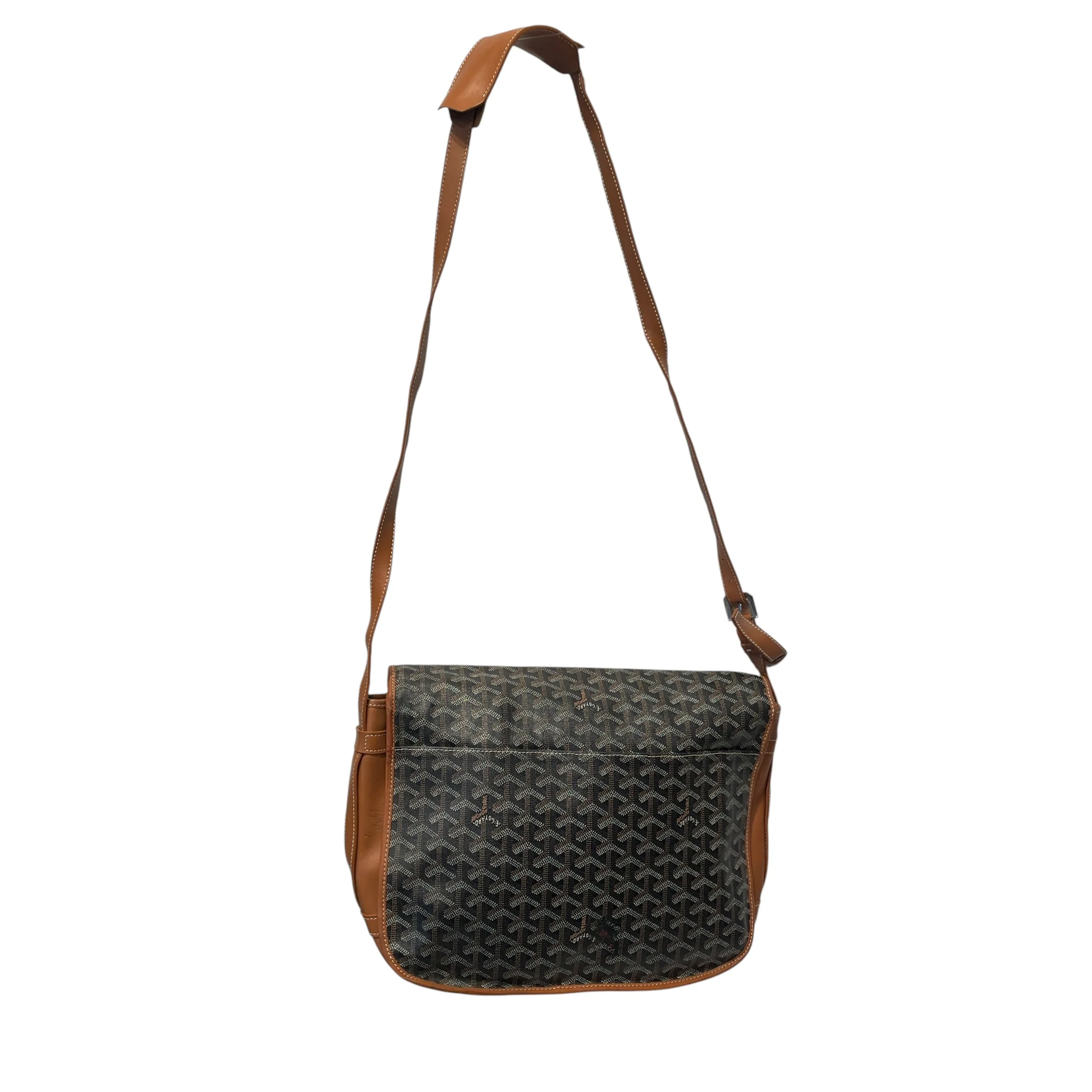 GOYARD/Cross Body Bag/All Over Print/Leather/BLK/belvedere pm messenger/brown