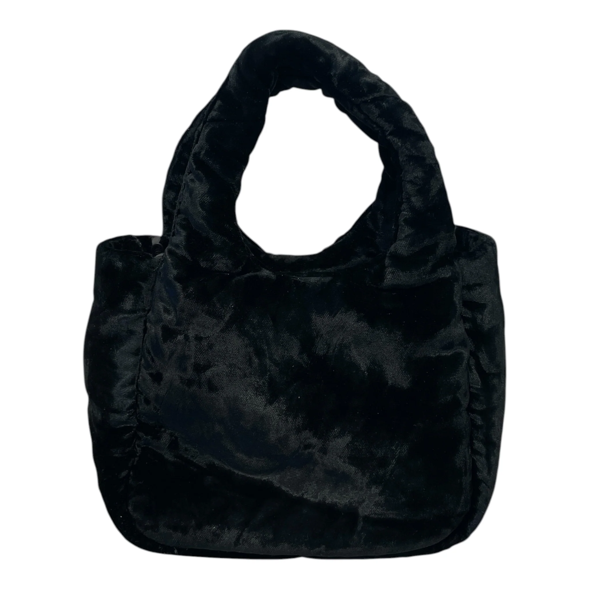 PRADA/Hand Bag/Velour/BLK/mini velvet bag/ leather strap