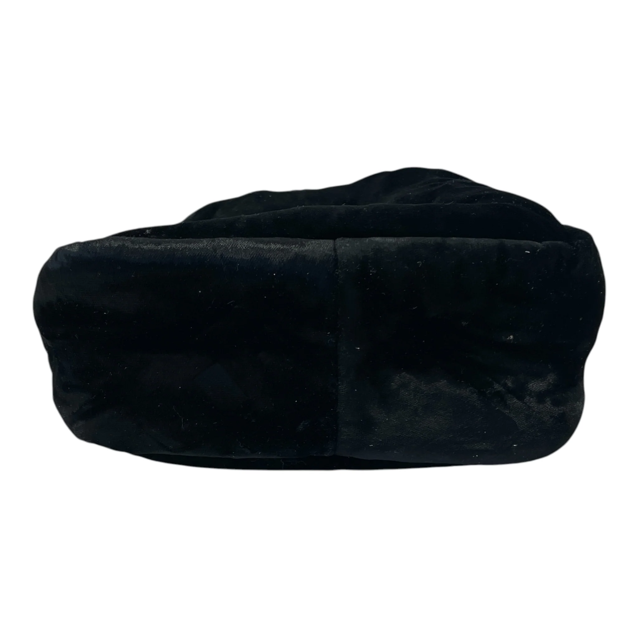 PRADA/Hand Bag/Velour/BLK/mini velvet bag/ leather strap
