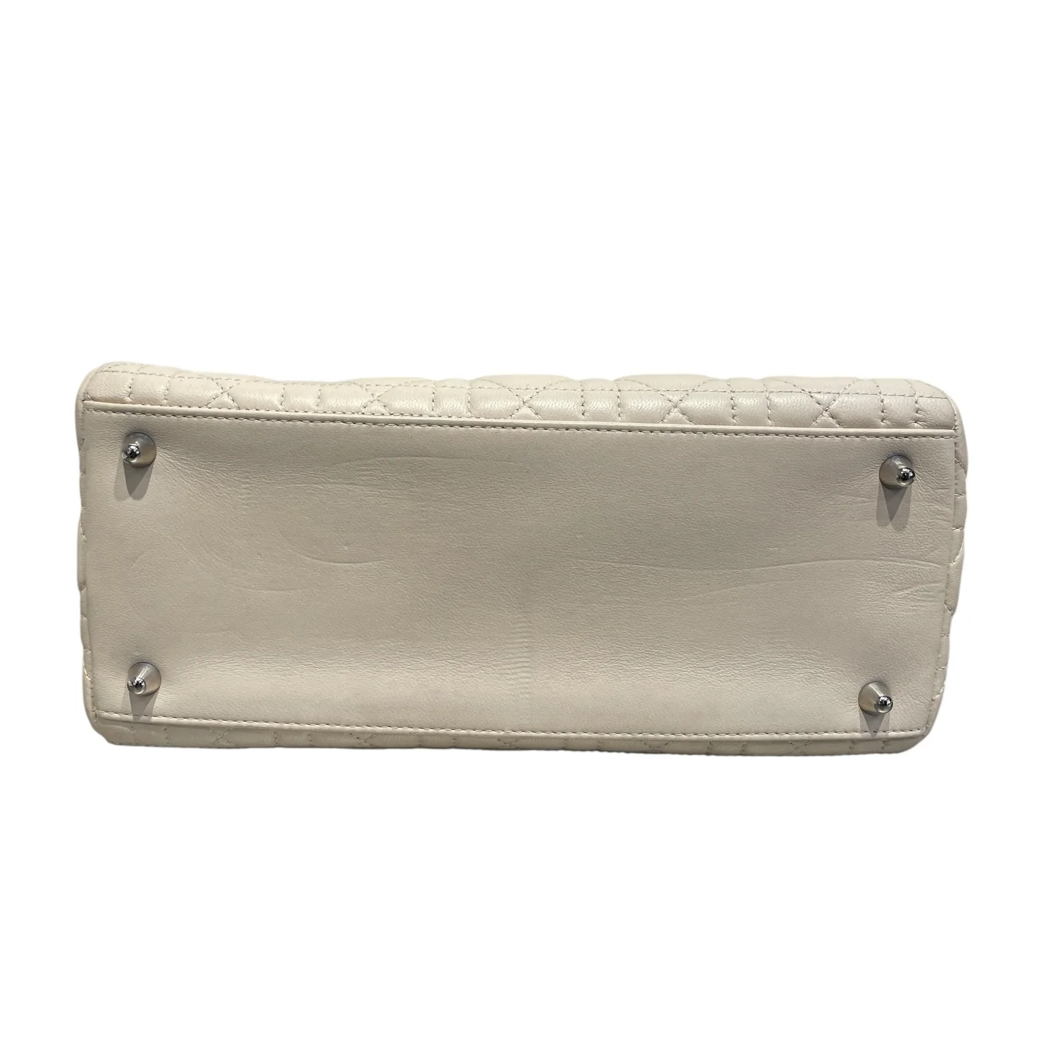 Christian Dior/Hand Bag/Leather/CRM/Cream Leather Lady Dior Bag