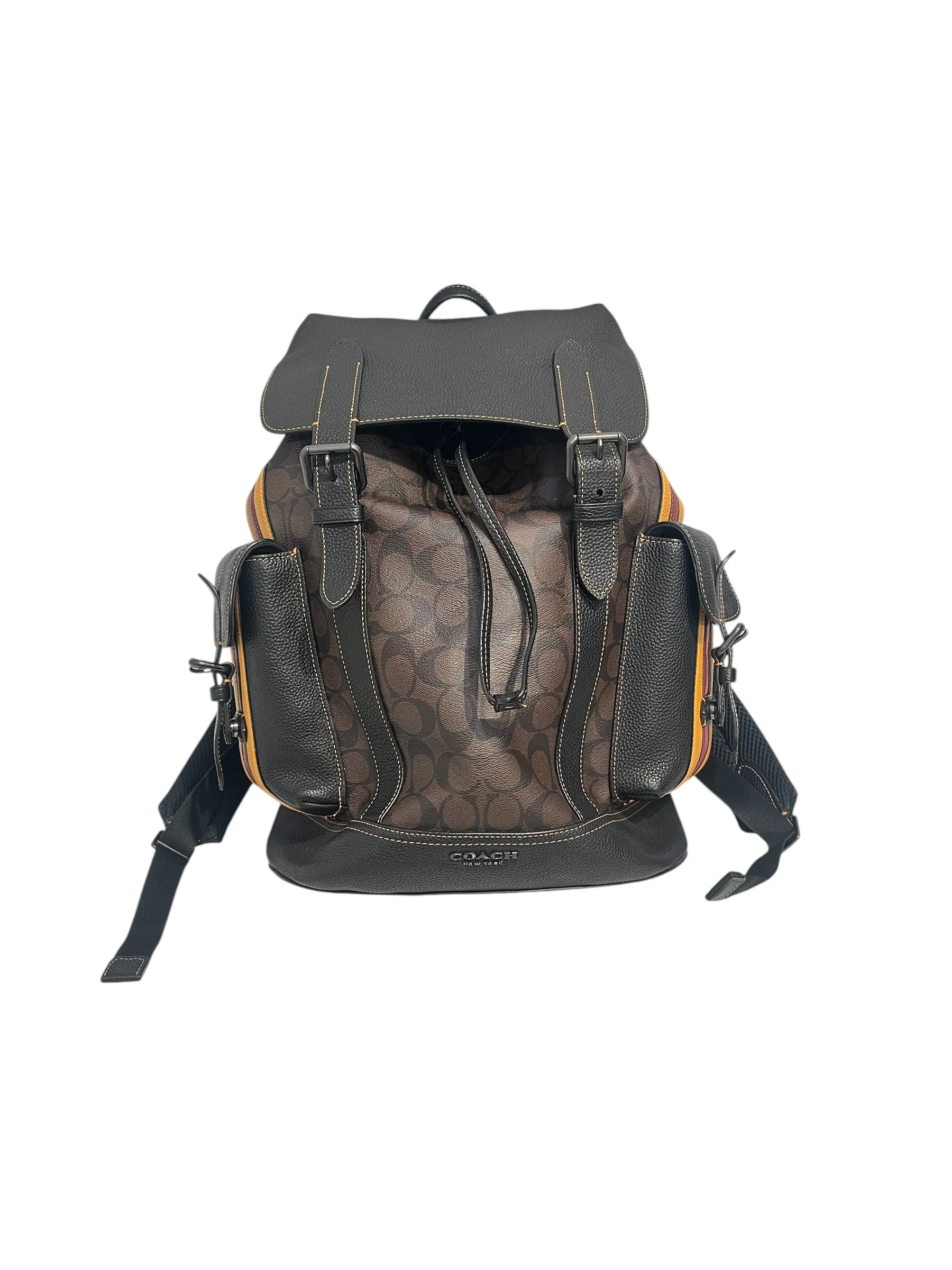 COACH/Backpack/Monogram/Leather/BRW/RACING STRIPE ON SIDE