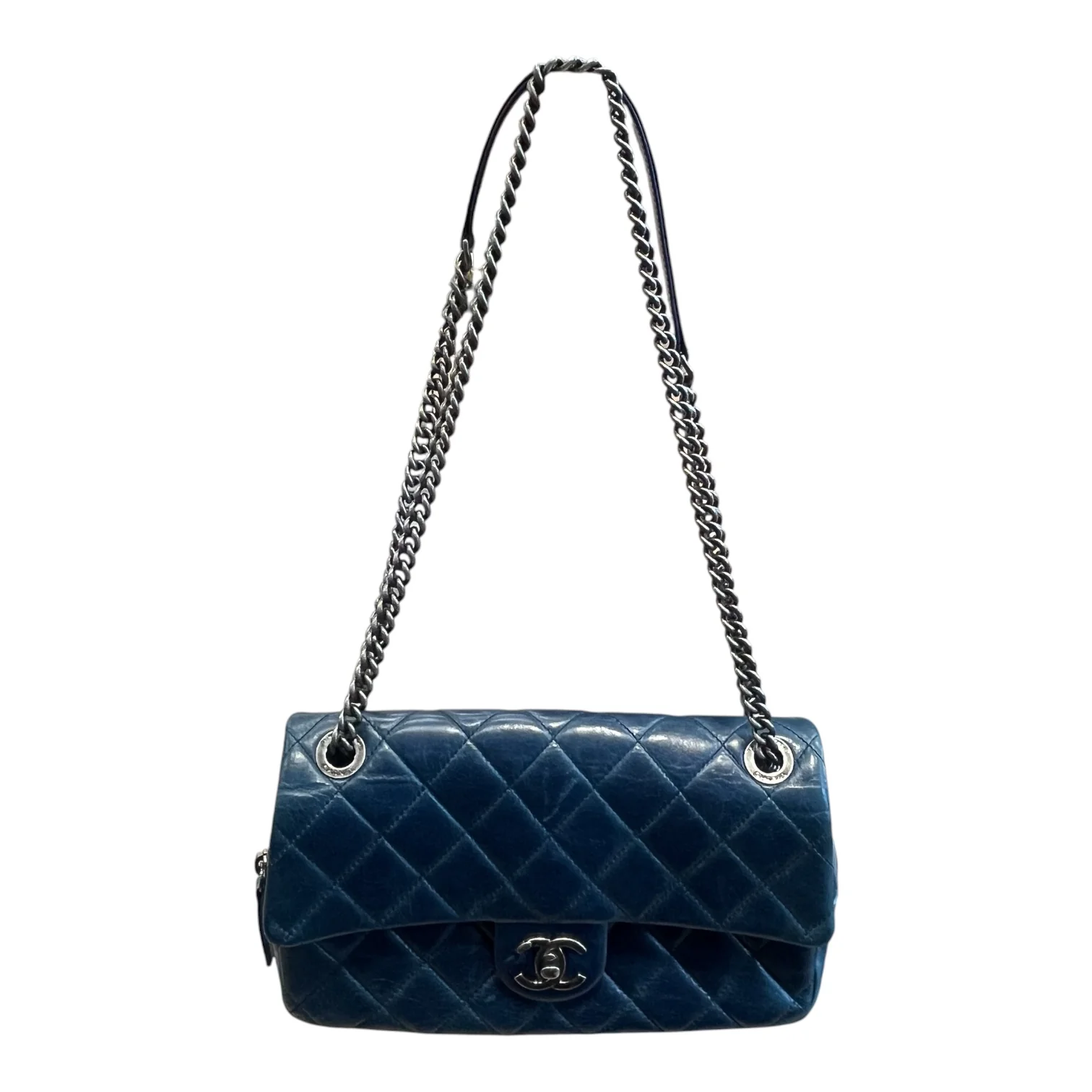 CHANEL/Bag/Leather/BLU/DUO COLOR FLAP