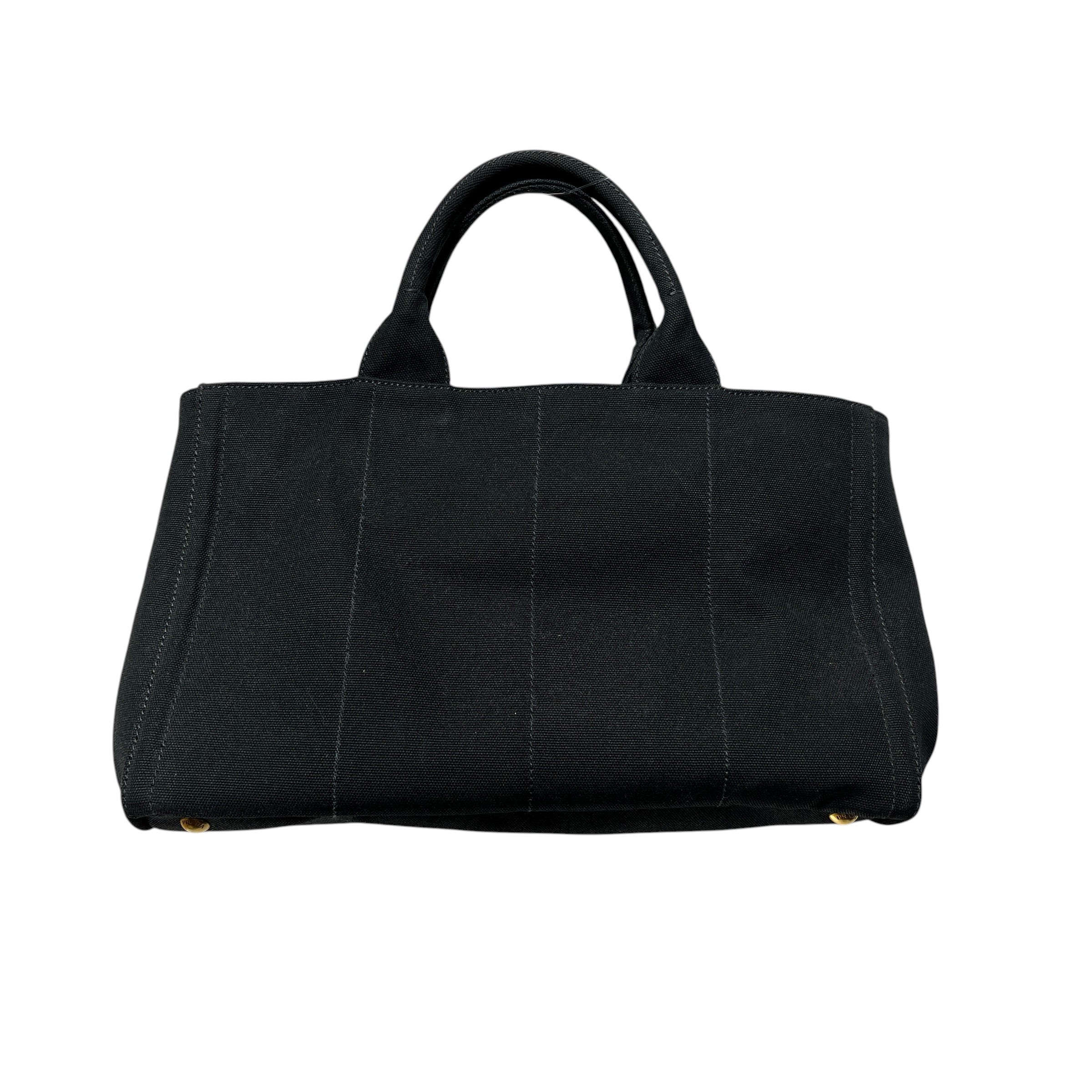 PRADA/Tote Bag/Cotton/BLK/jewled/ canapa canvas