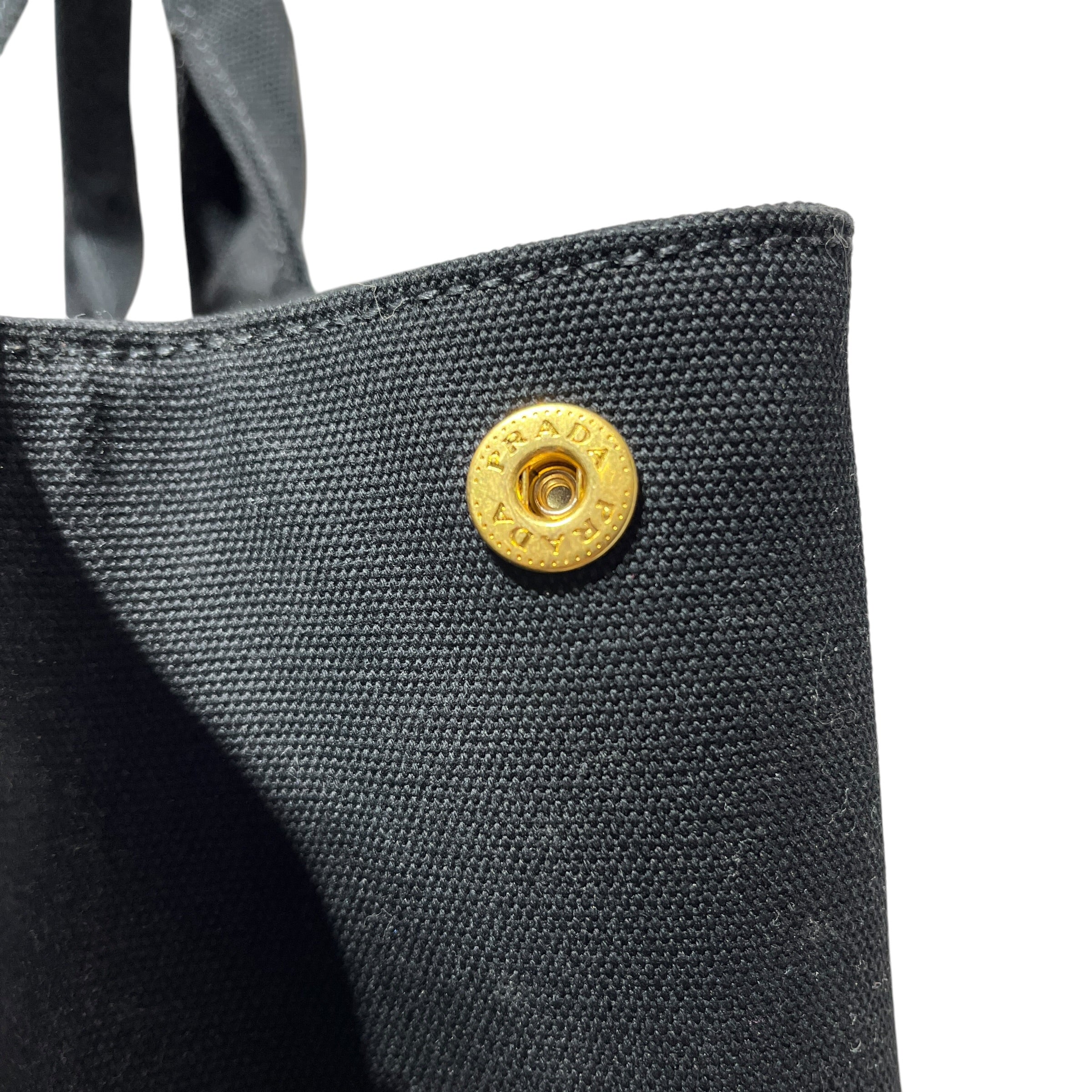 PRADA/Tote Bag/Cotton/BLK/jewled/ canapa canvas