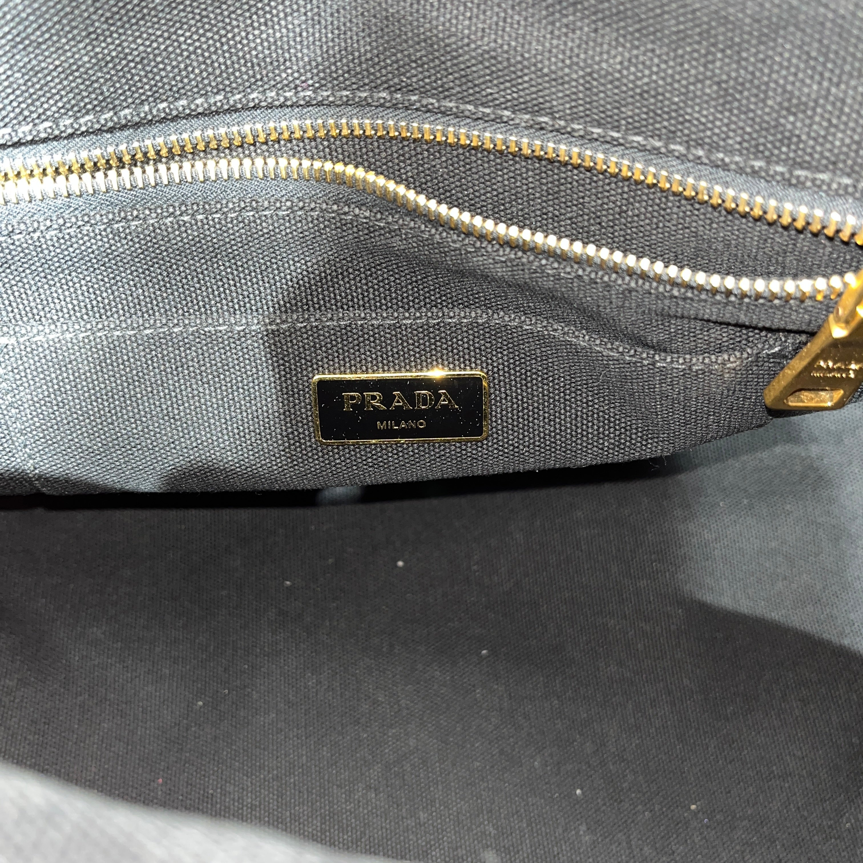 PRADA/Tote Bag/Cotton/BLK/jewled/ canapa canvas