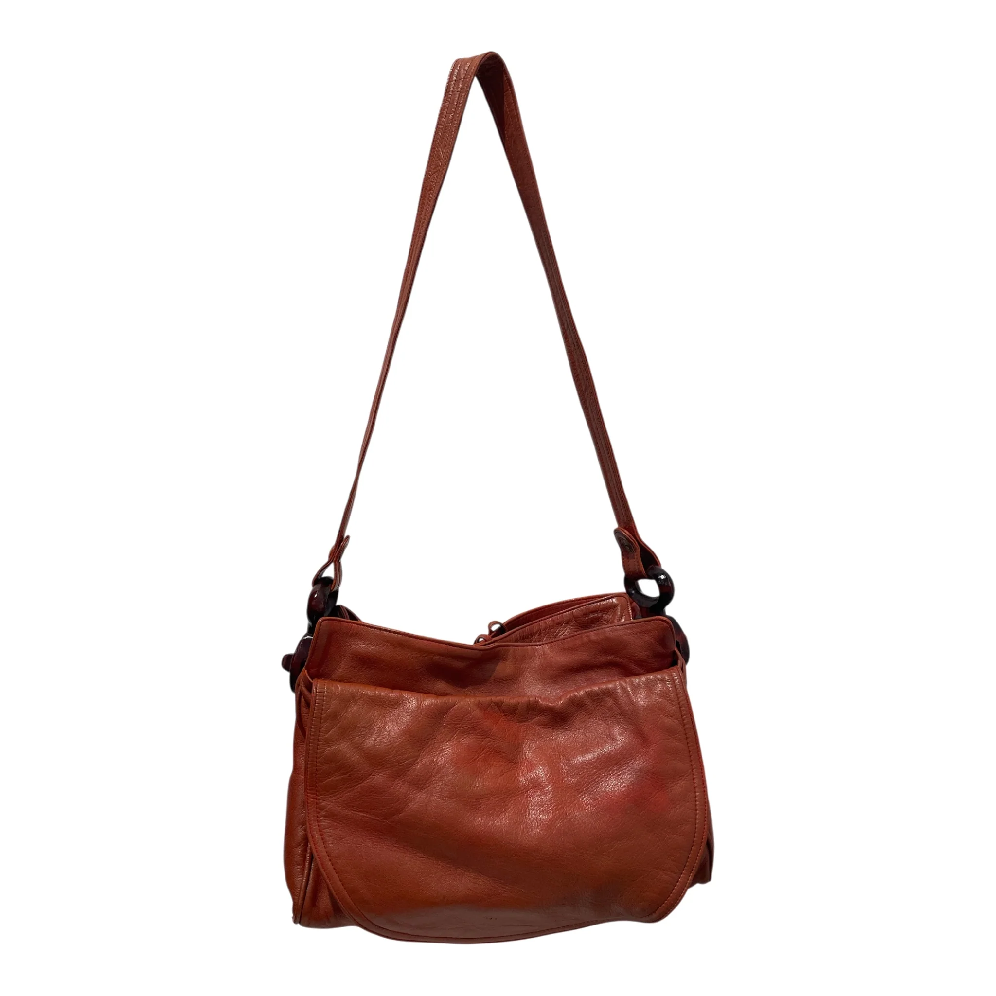 BOTTEGA VENETA/Hand Bag/Leather/ORN/WOODEN STRAP HOLDERS