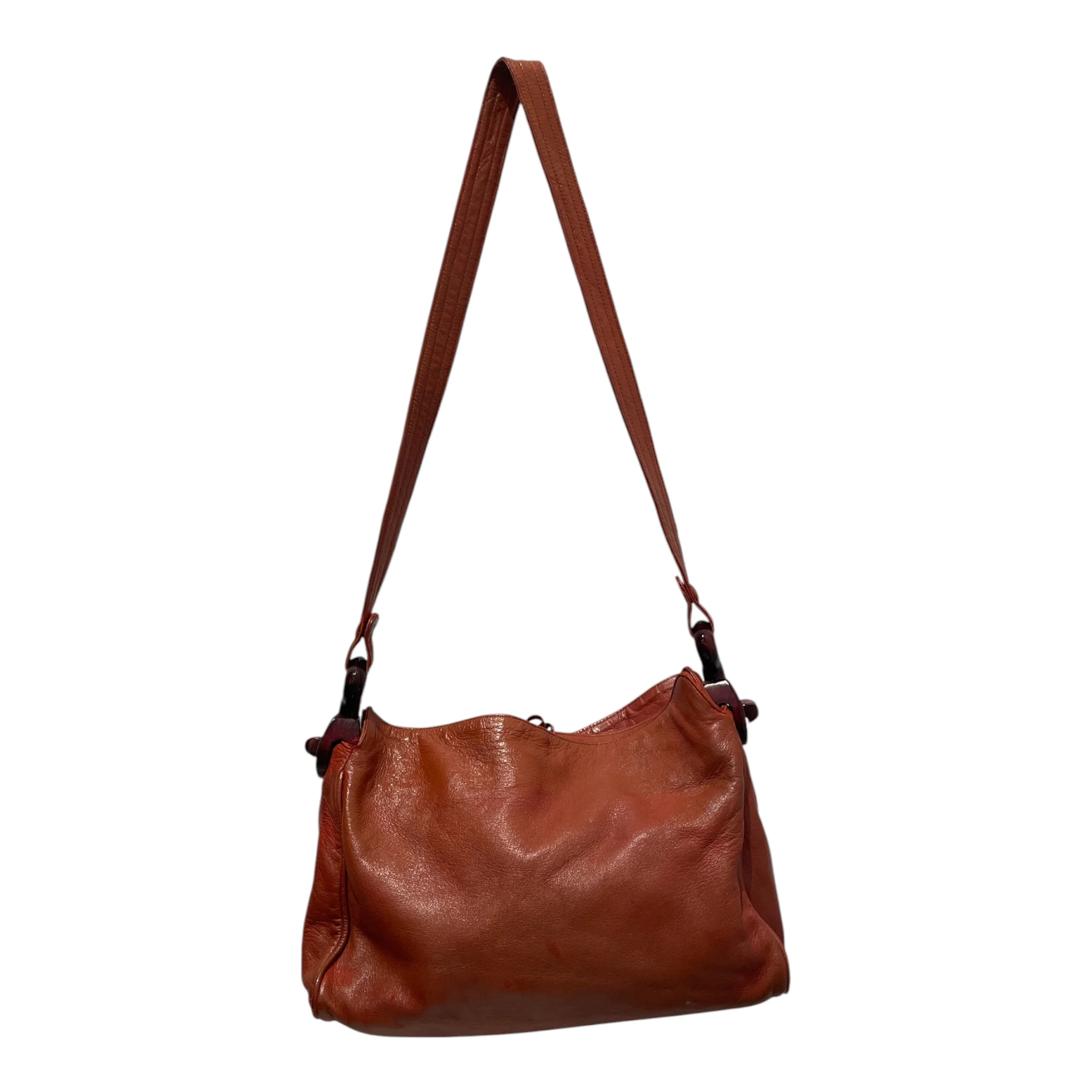 BOTTEGA VENETA/Hand Bag/Leather/ORN/WOODEN STRAP HOLDERS