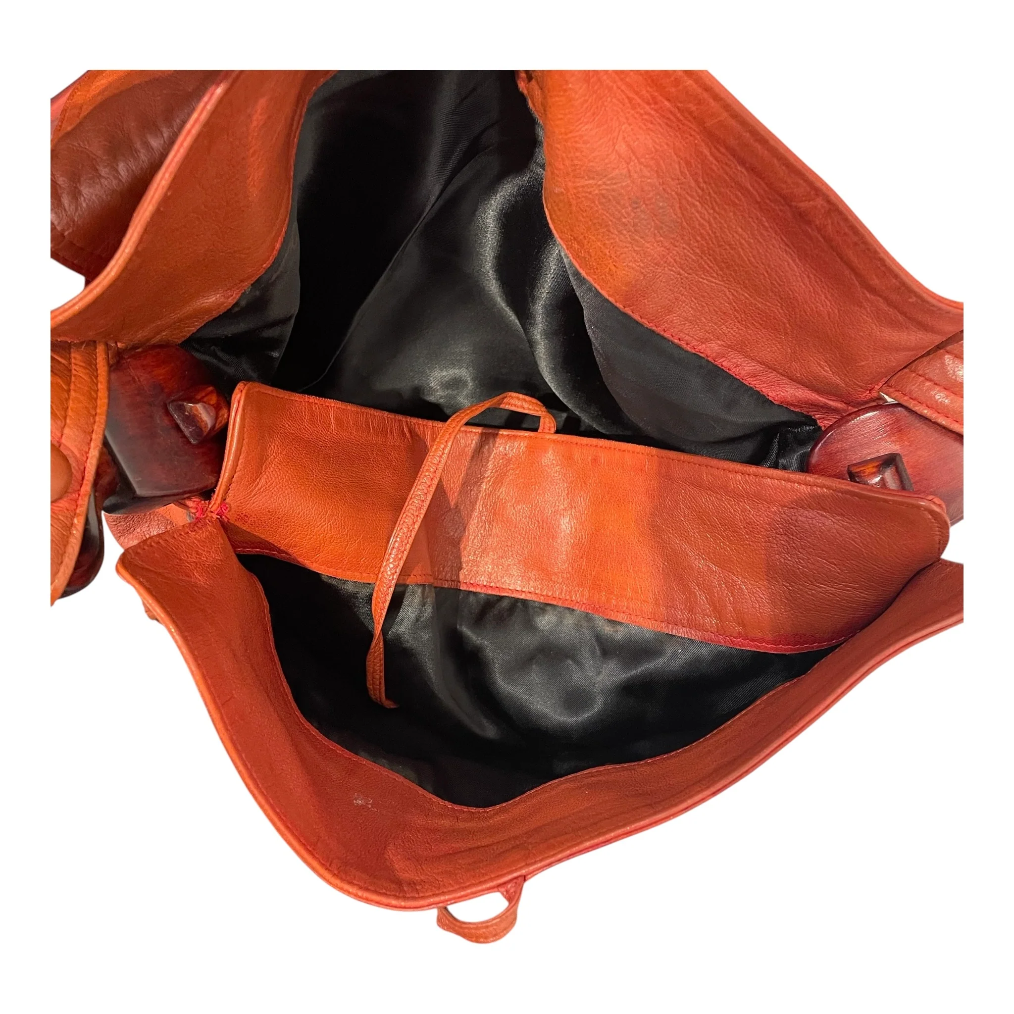 BOTTEGA VENETA/Hand Bag/Leather/ORN/WOODEN STRAP HOLDERS