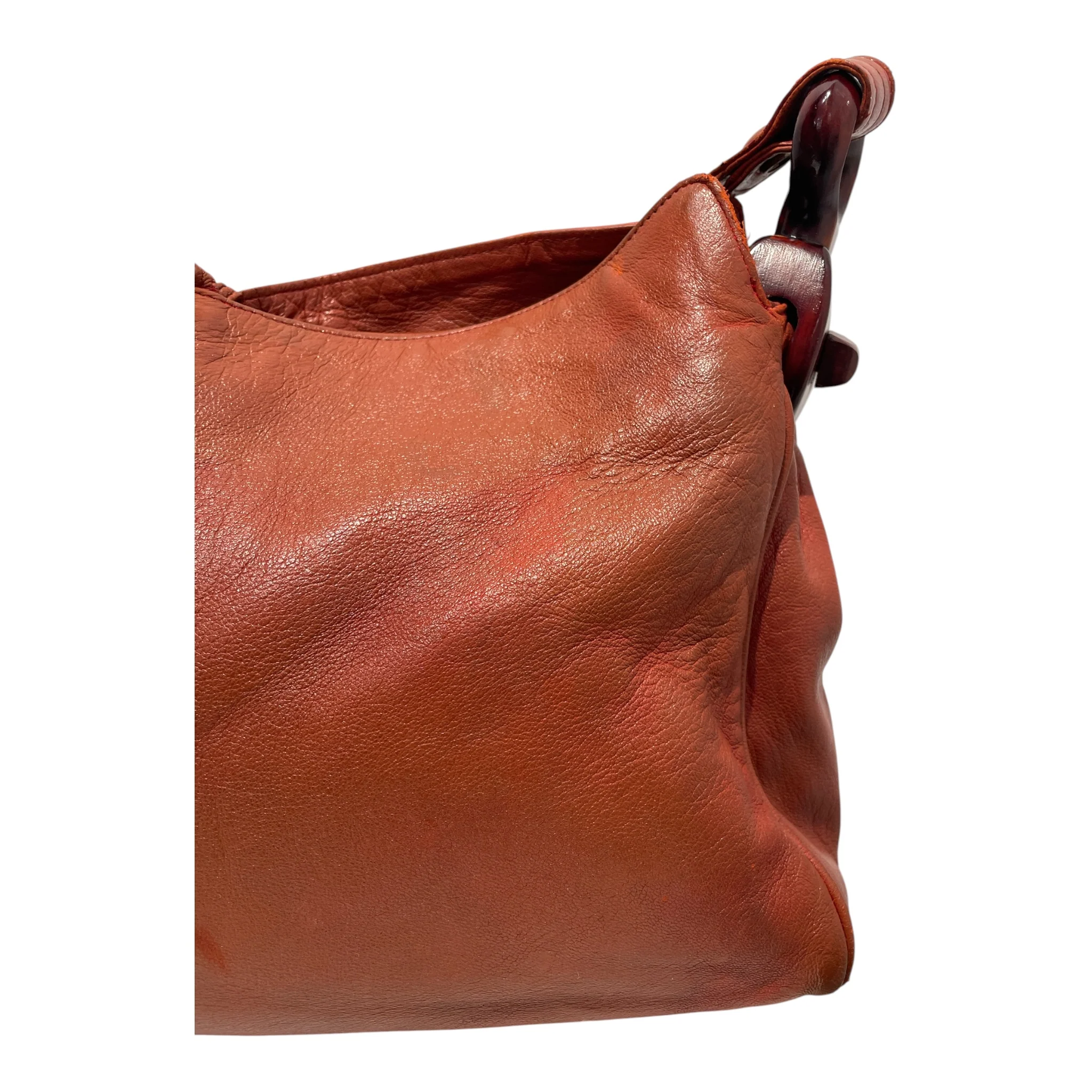 BOTTEGA VENETA/Hand Bag/Leather/ORN/WOODEN STRAP HOLDERS