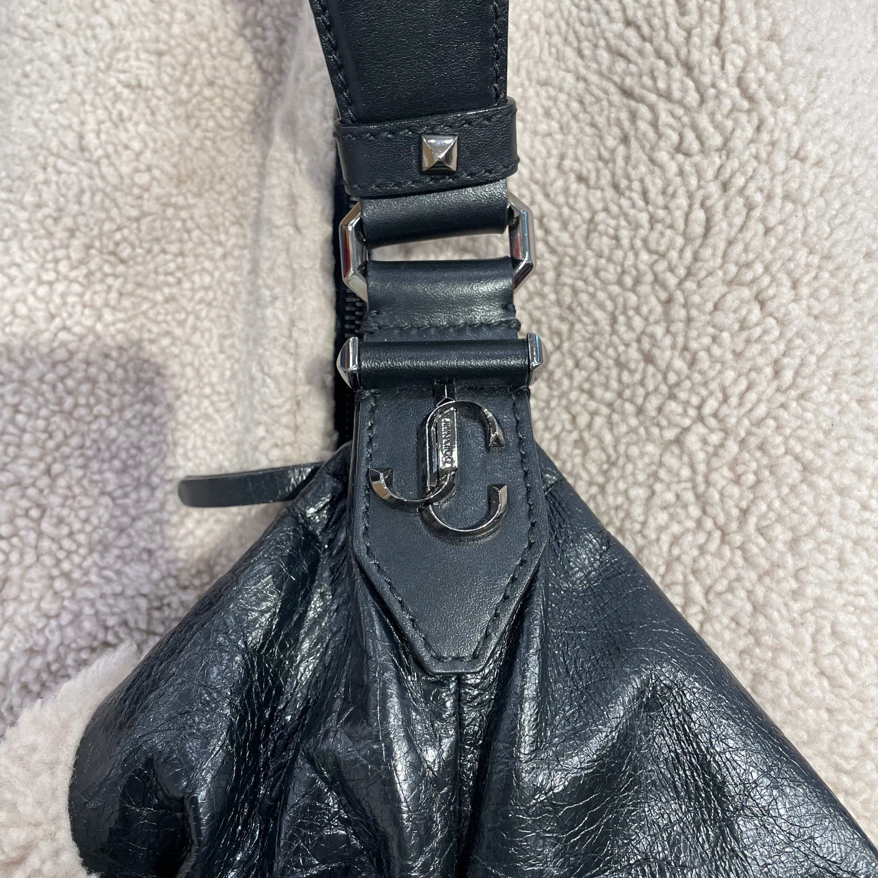 JIMMY CHOO/Bag/Leather/BLK/SHEARLING