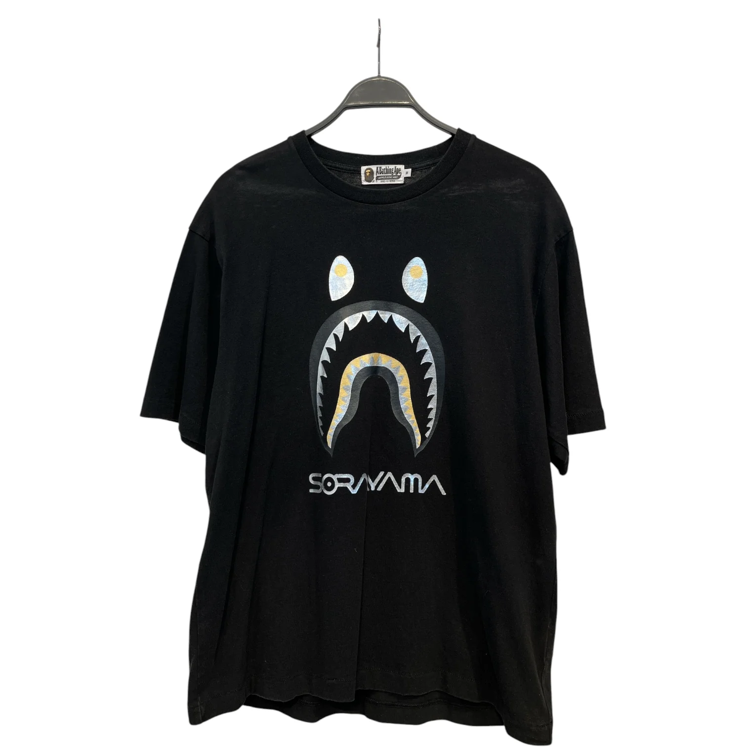 A BATHING APE/T-Shirt/M/Cotton/BLK/SLV SHARK FACE SORAYAMA