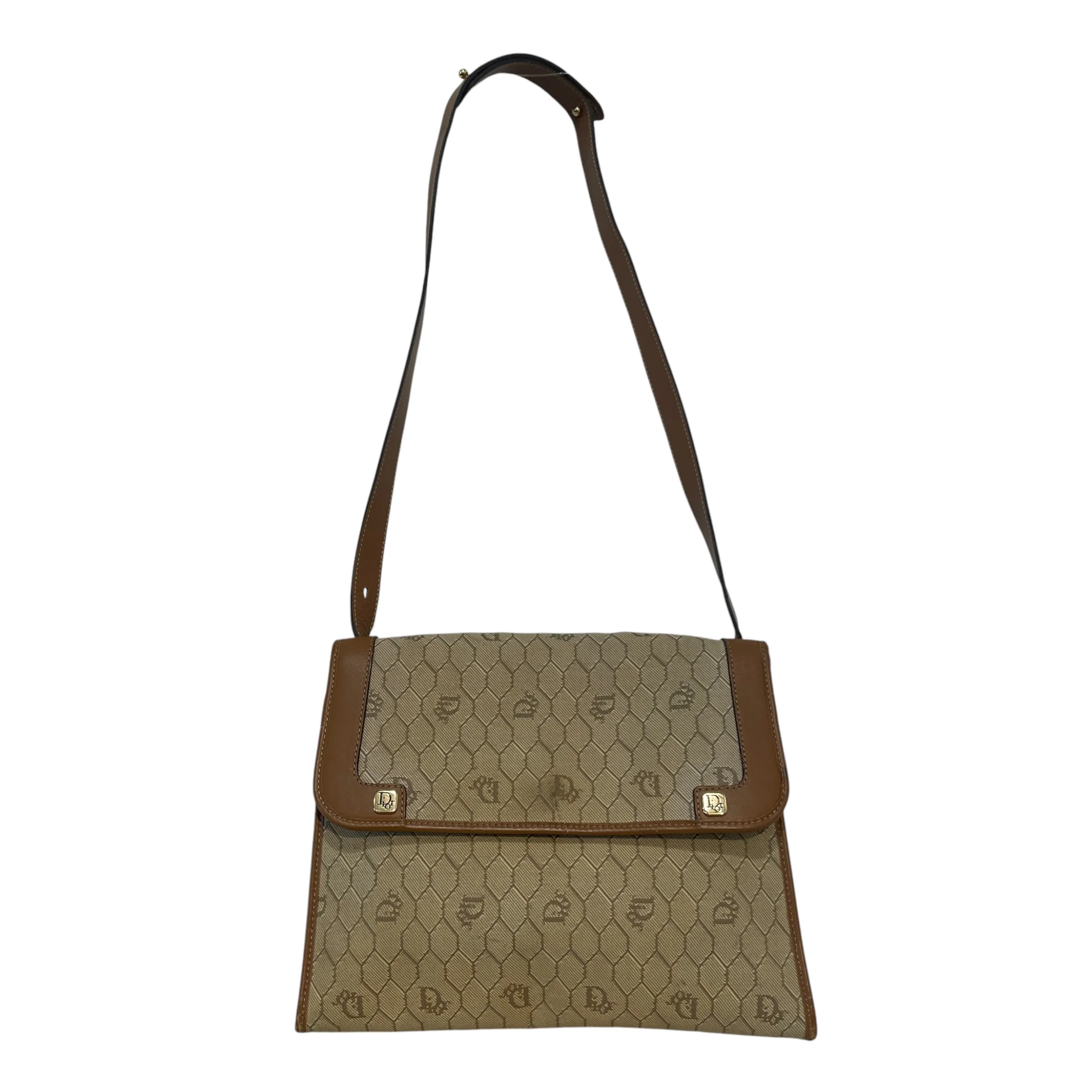 Christian Dior/Cross Body Bag/Monogram/Cotton/BEG/Canvas Honeycomb