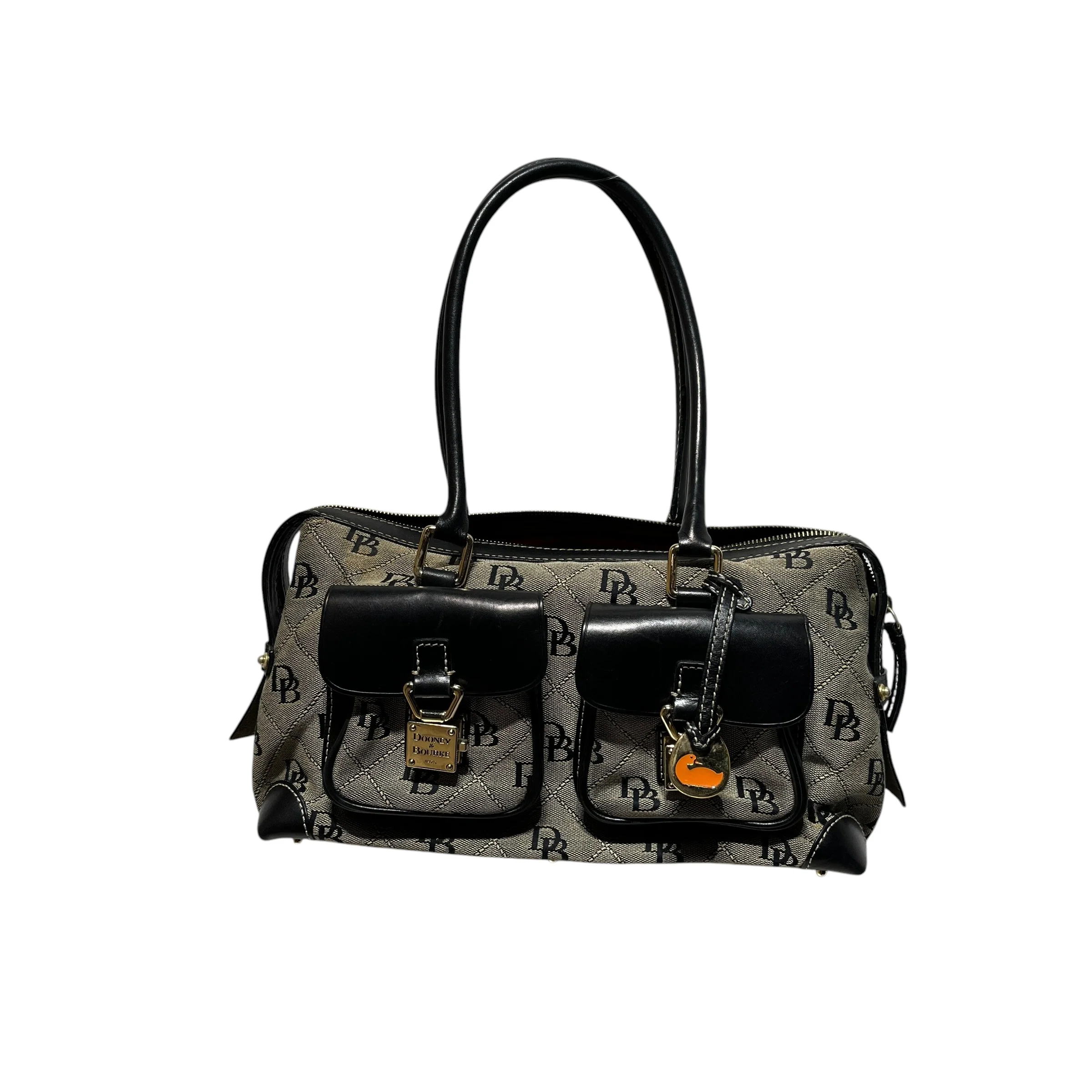 Dooney & Bourke/Tote Bag/Monogram/Cotton/BLK/Double Pocket Handbag