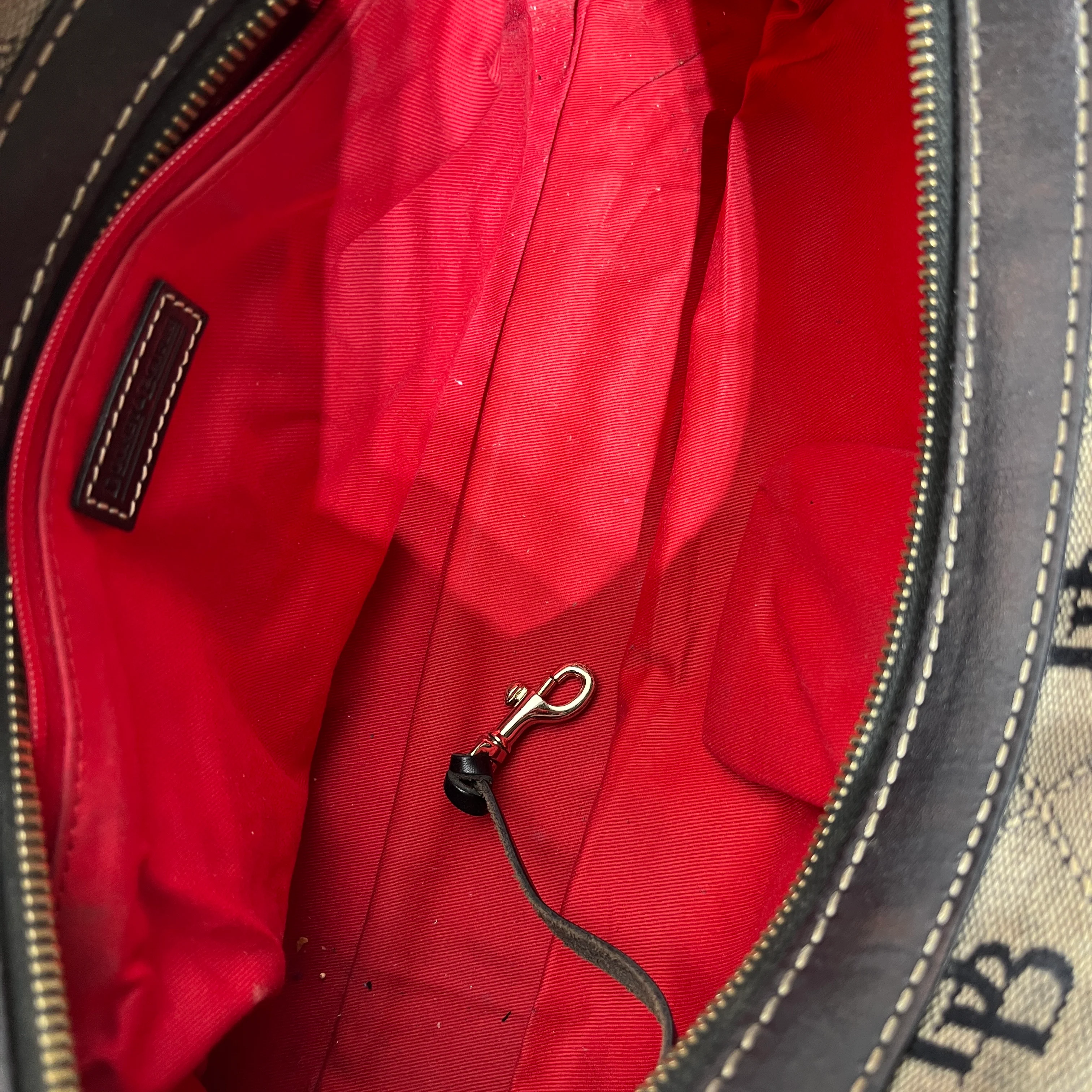 Dooney & Bourke/Tote Bag/Monogram/Cotton/BLK/Double Pocket Handbag