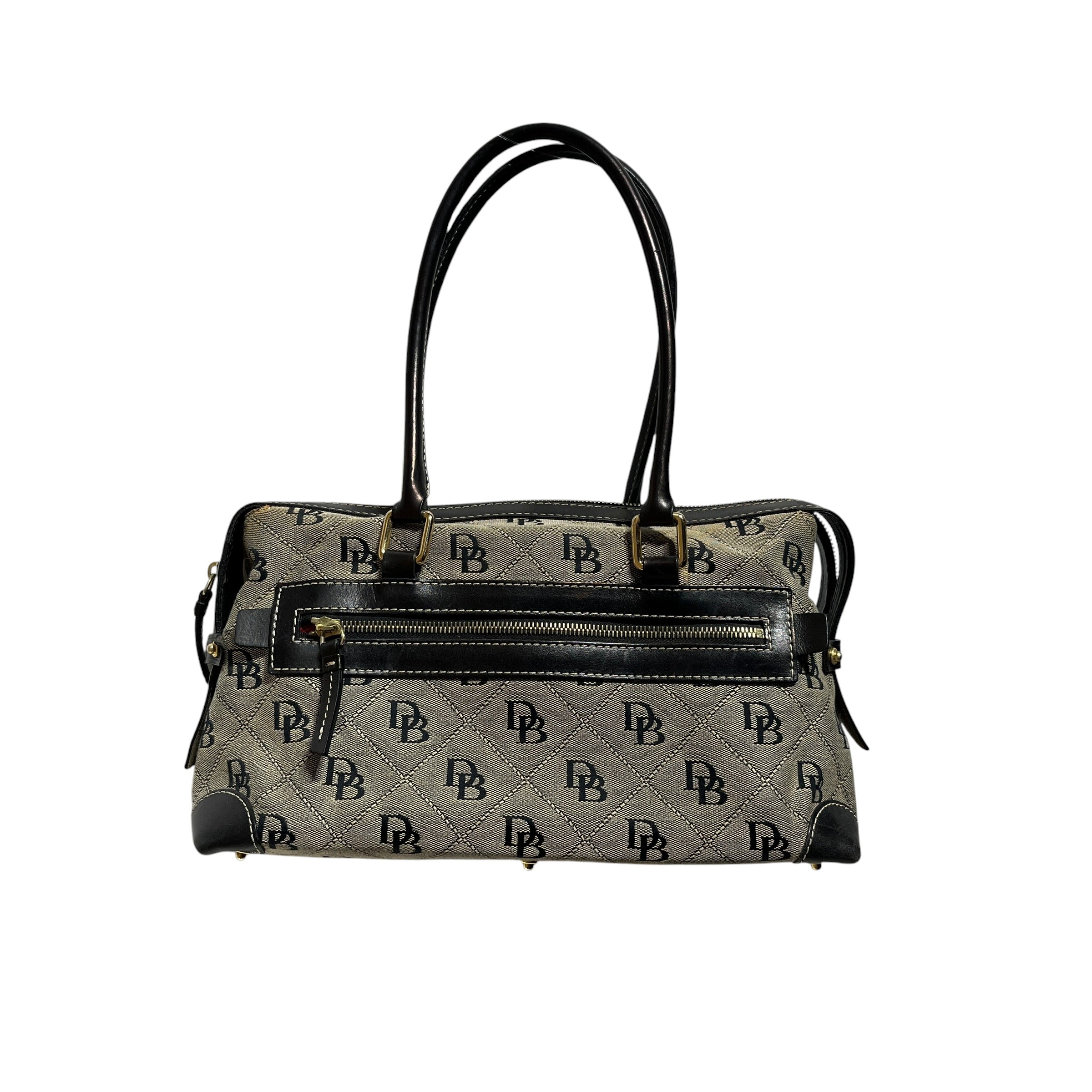 Dooney & Bourke/Tote Bag/Monogram/Cotton/BLK/Double Pocket Handbag