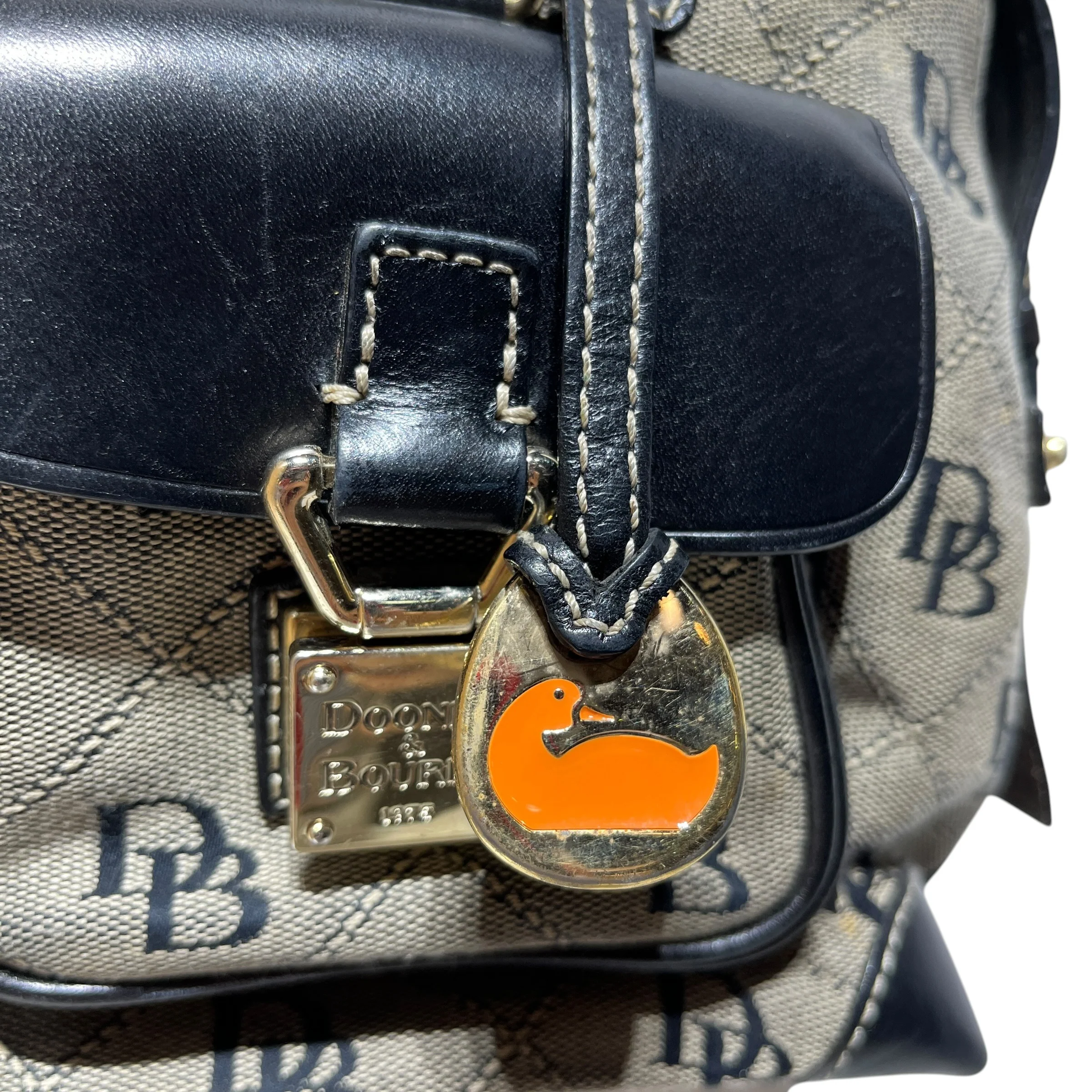Dooney & Bourke/Tote Bag/Monogram/Cotton/BLK/Double Pocket Handbag