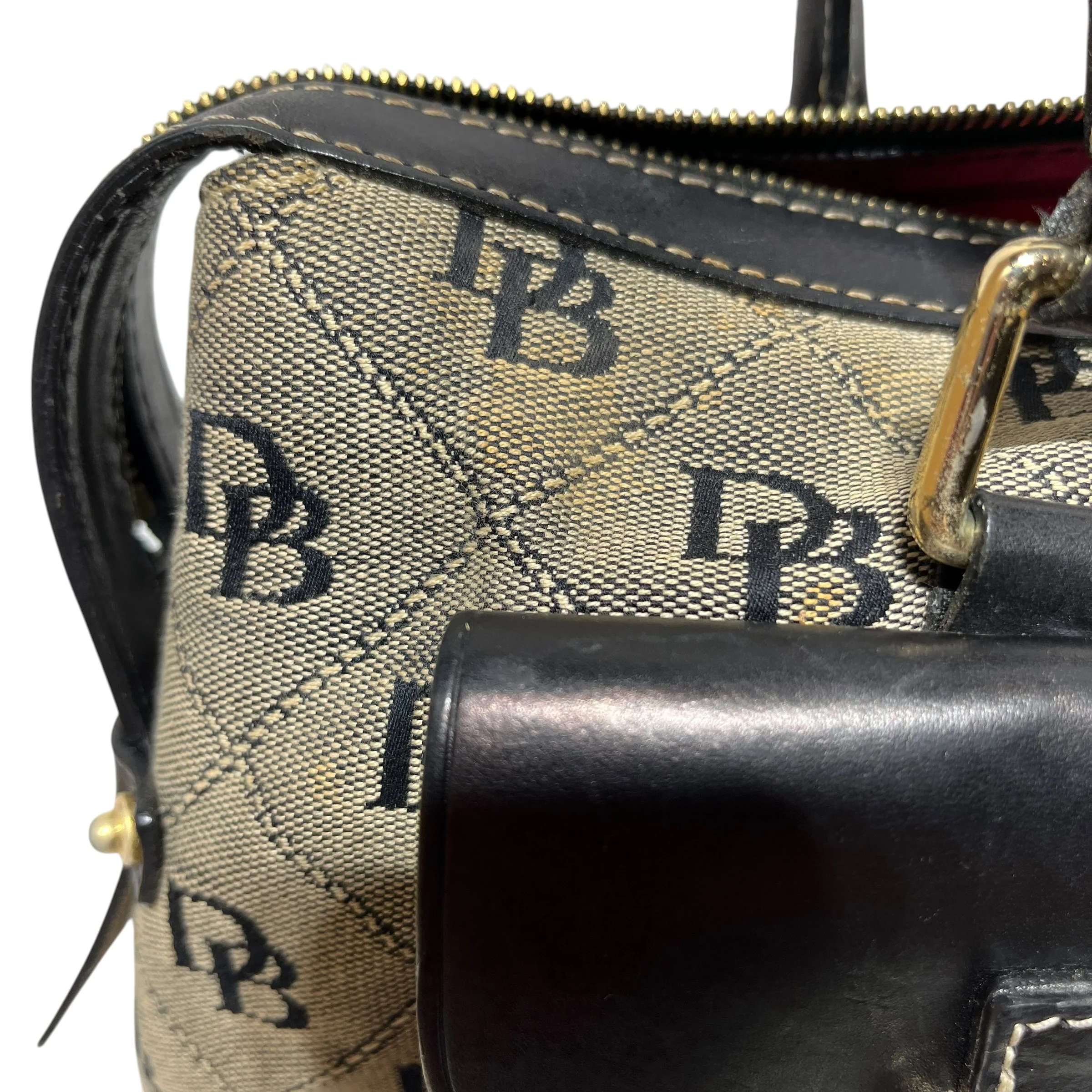 Dooney & Bourke/Tote Bag/Monogram/Cotton/BLK/Double Pocket Handbag