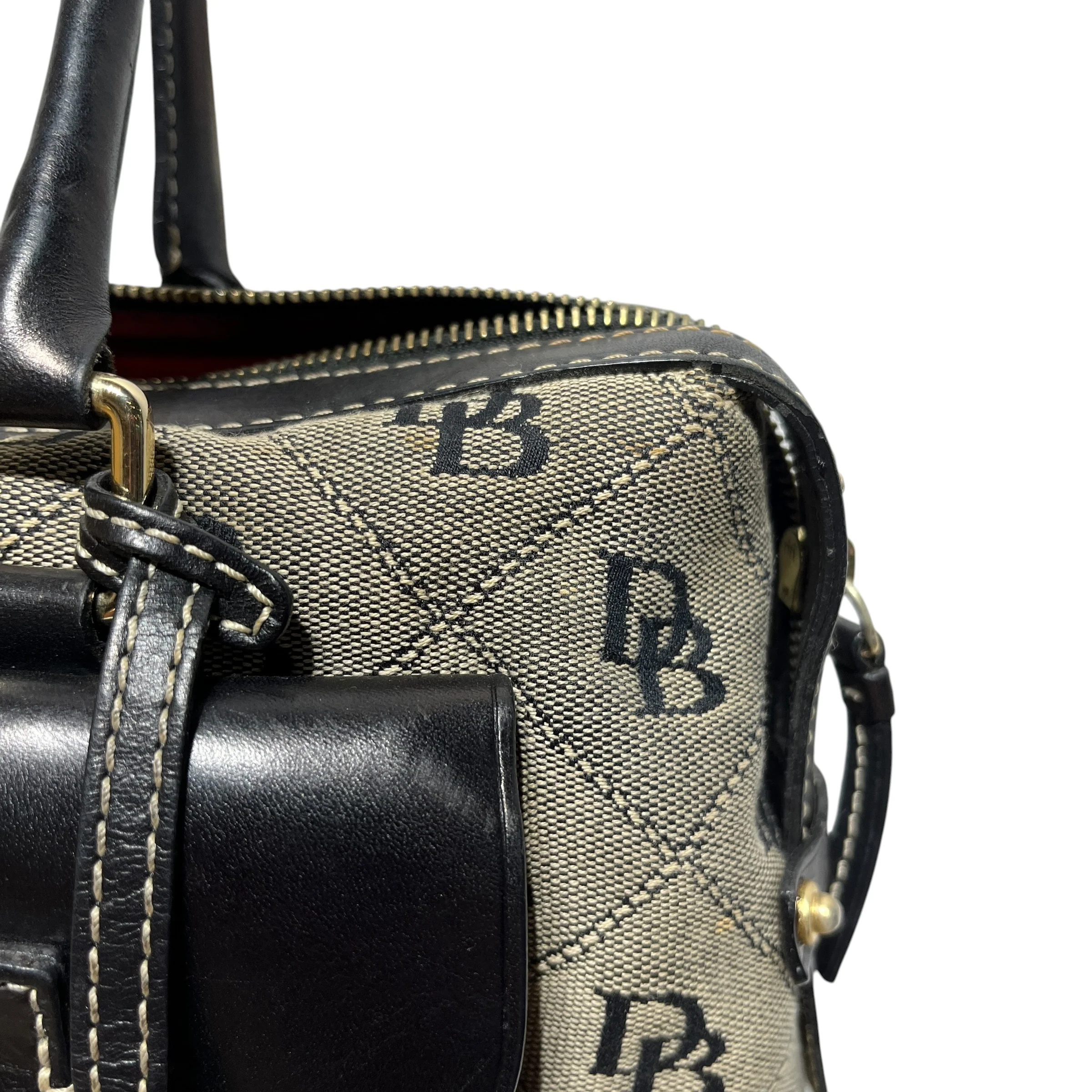 Dooney & Bourke/Tote Bag/Monogram/Cotton/BLK/Double Pocket Handbag