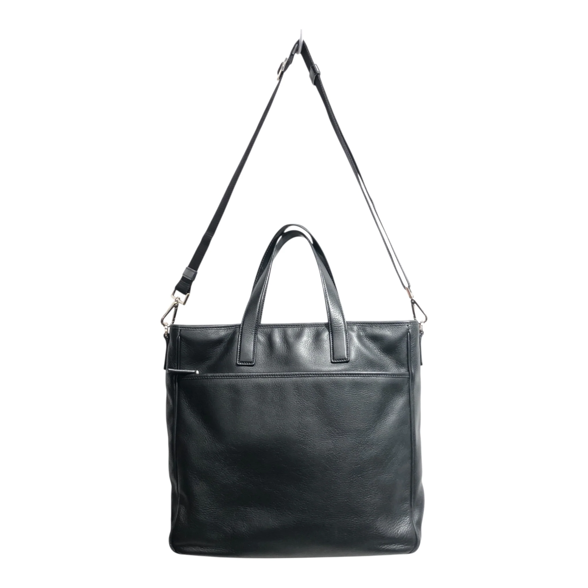 PRADA/Cross Body Bag/Leather/BLK/CONVERTIBLE FRONT POCKET