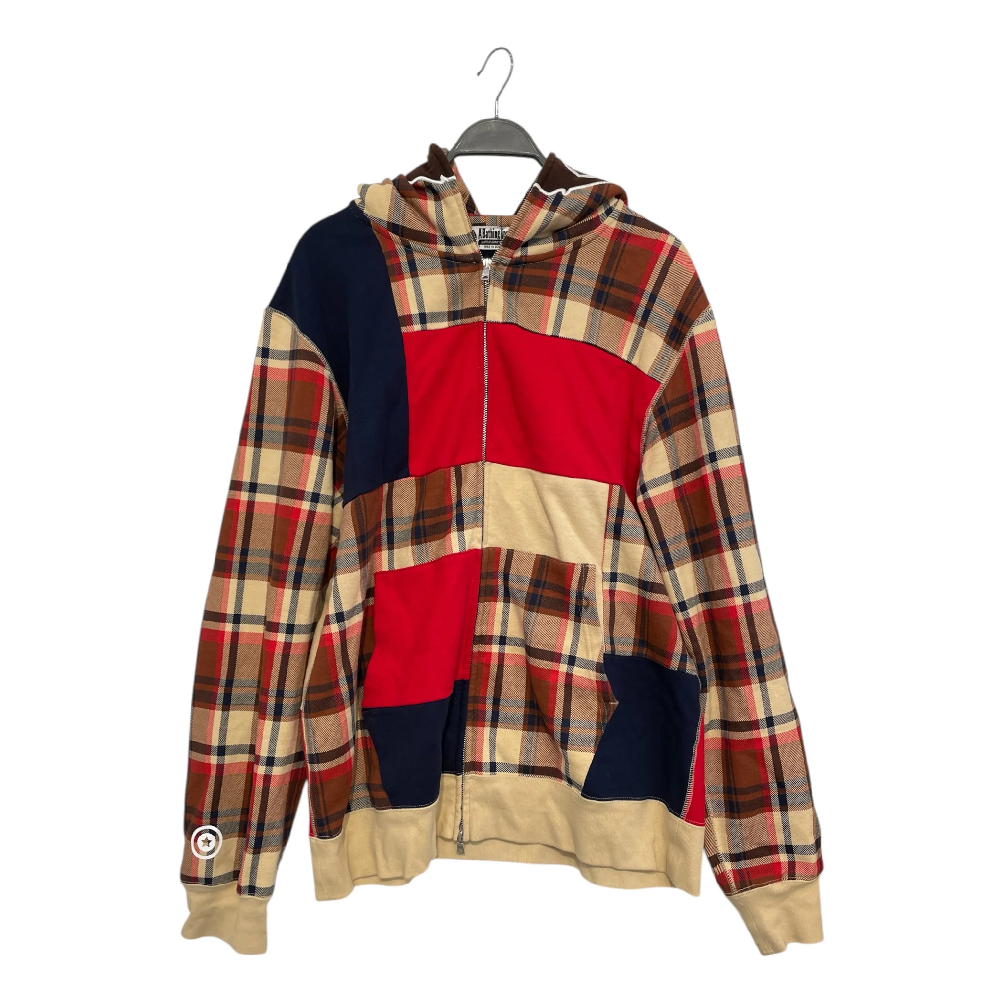 A BATHING APE/Zip Up Hoodie/XXXL/Plaid/Cotton/BEG/BAPE