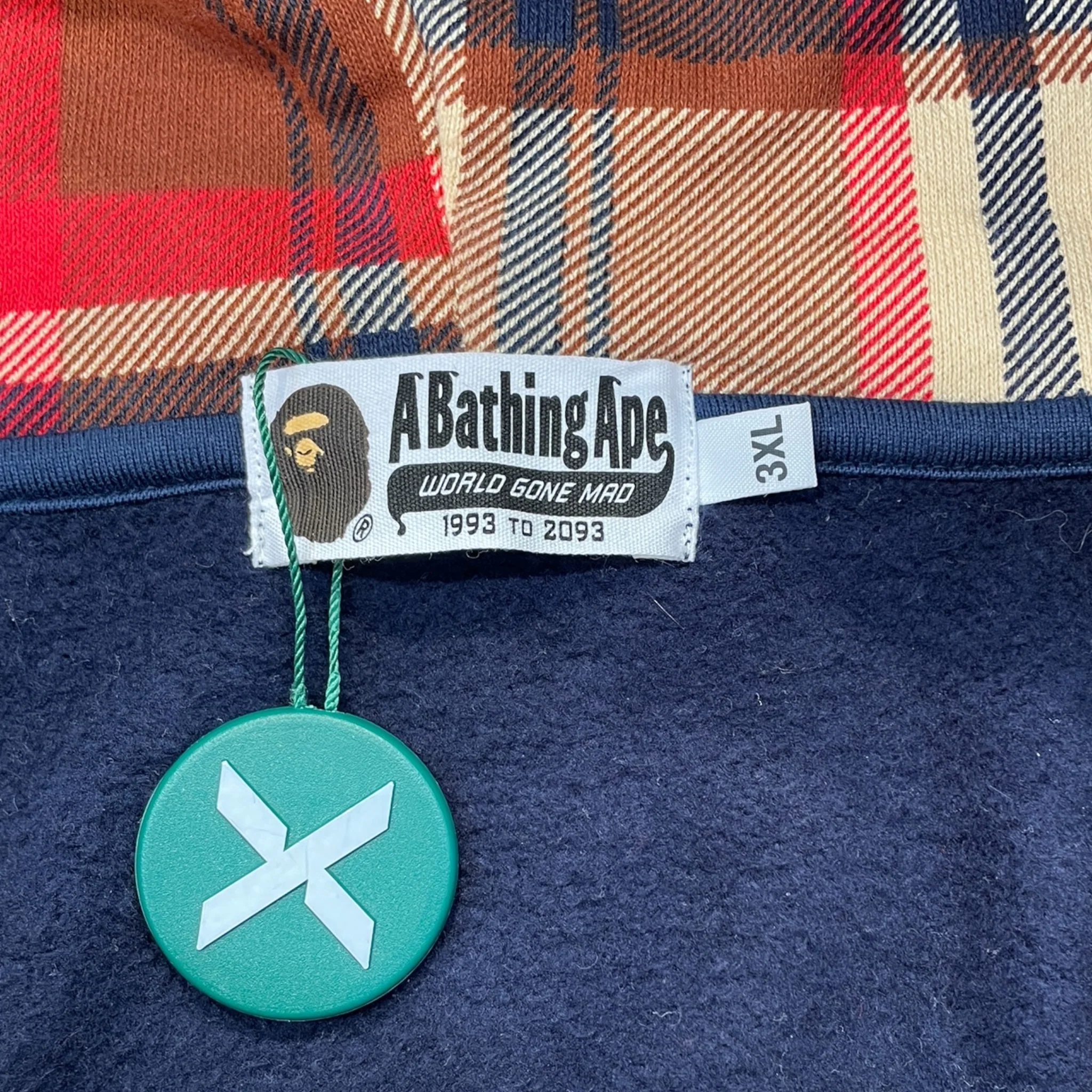 A BATHING APE/Zip Up Hoodie/XXXL/Plaid/Cotton/BEG/BAPE