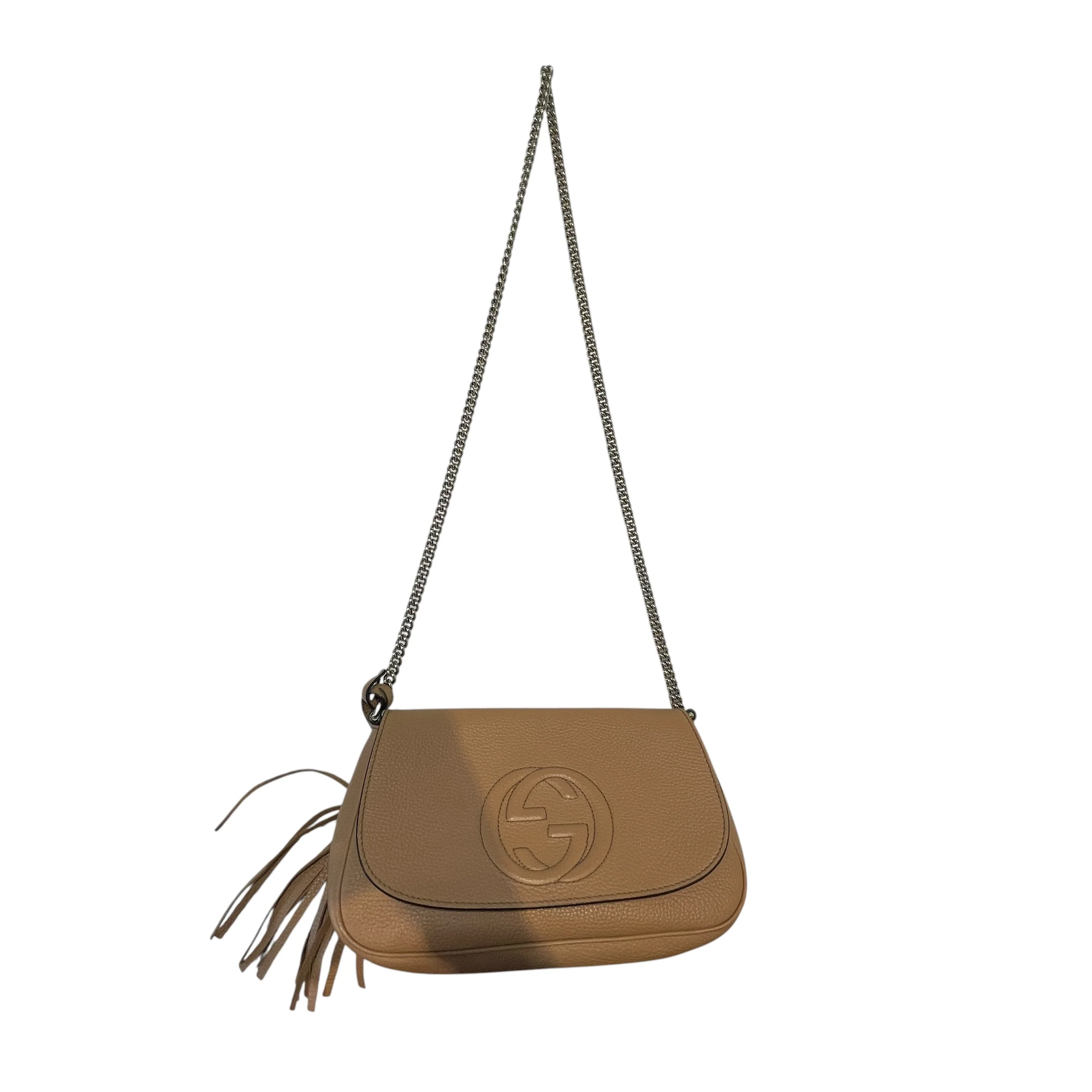 GUCCI/Cross Body Bag/Leather/BEG/Soho Flap Leather Chain Bag