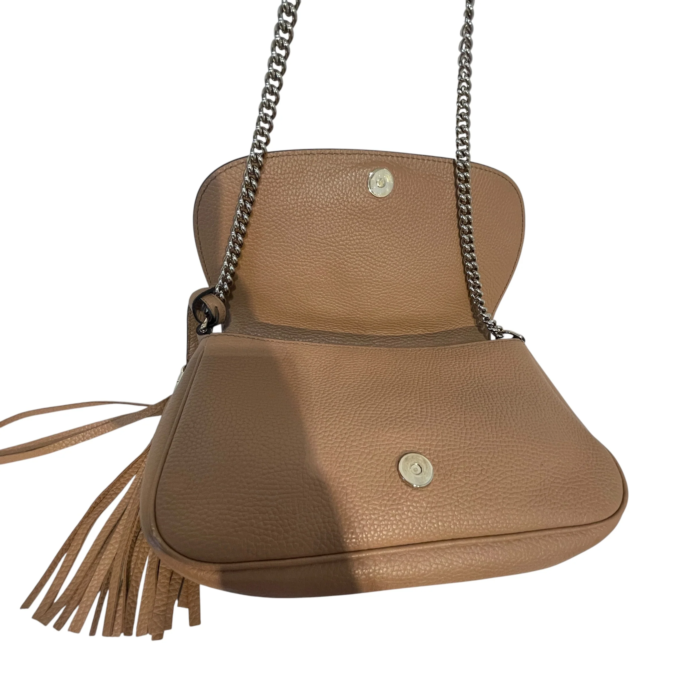 GUCCI/Cross Body Bag/Leather/BEG/Soho Flap Leather Chain Bag