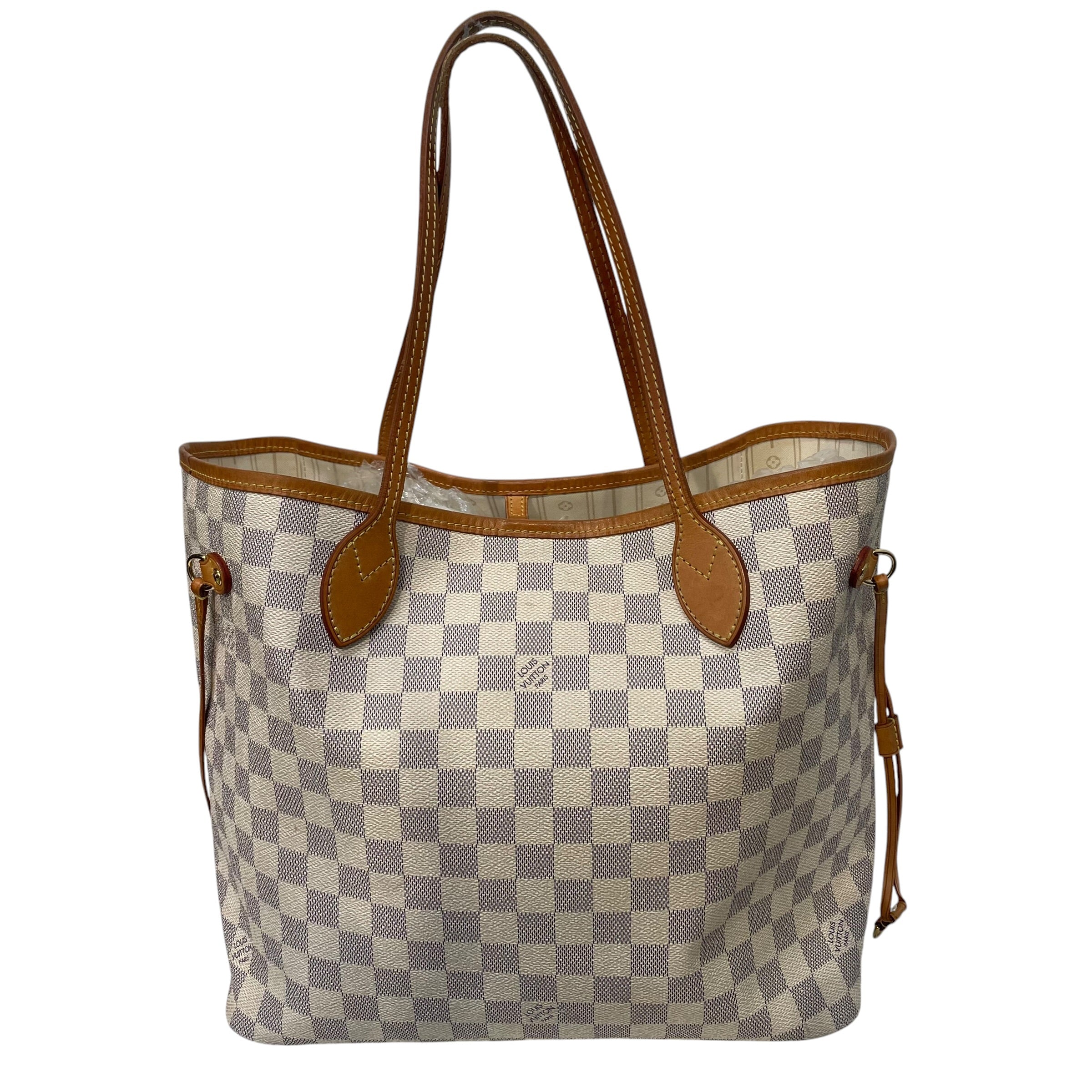 LOUIS VUITTON/Tote Bag/Monogram/Leather/CRM/damier azur neverfull mm