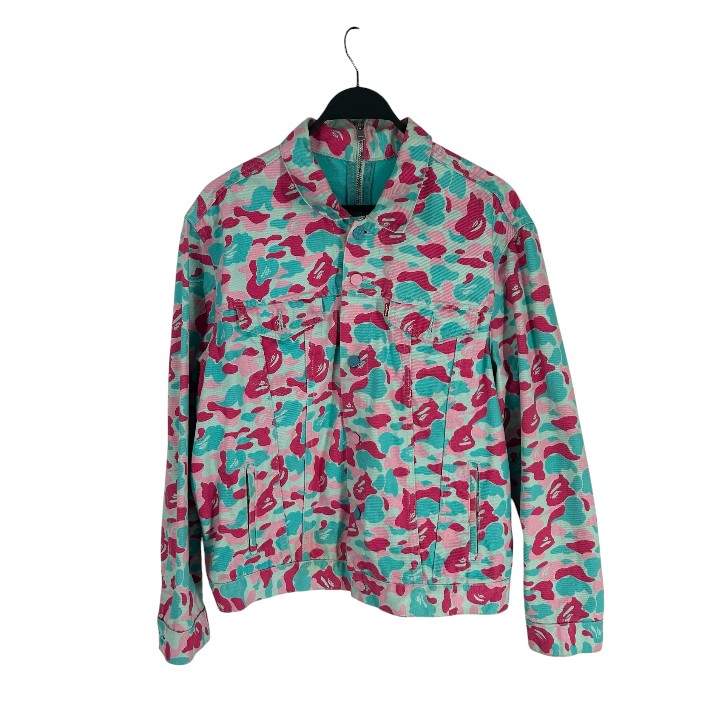 Levi's/A BATHING APE/Denim Jkt/L/Cotton/MLT/All Over Print/A-AB 70555 COTTON CANDY