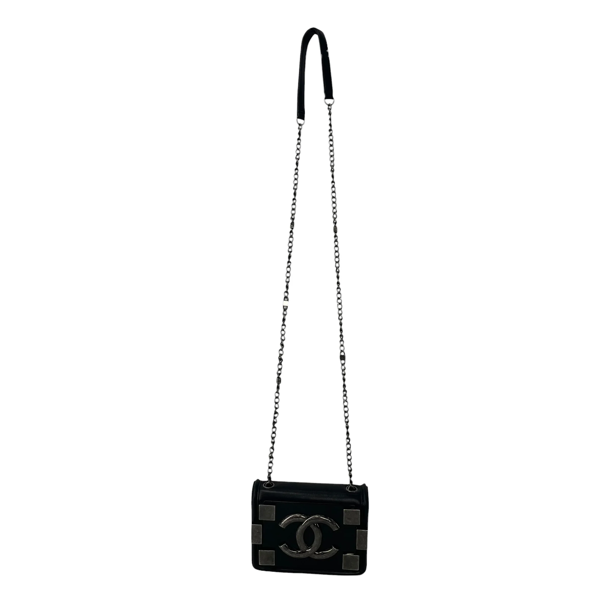 CHANEL/Cross Body Bag/Leather/BLK/18582578 SILVE METAL CC MINI