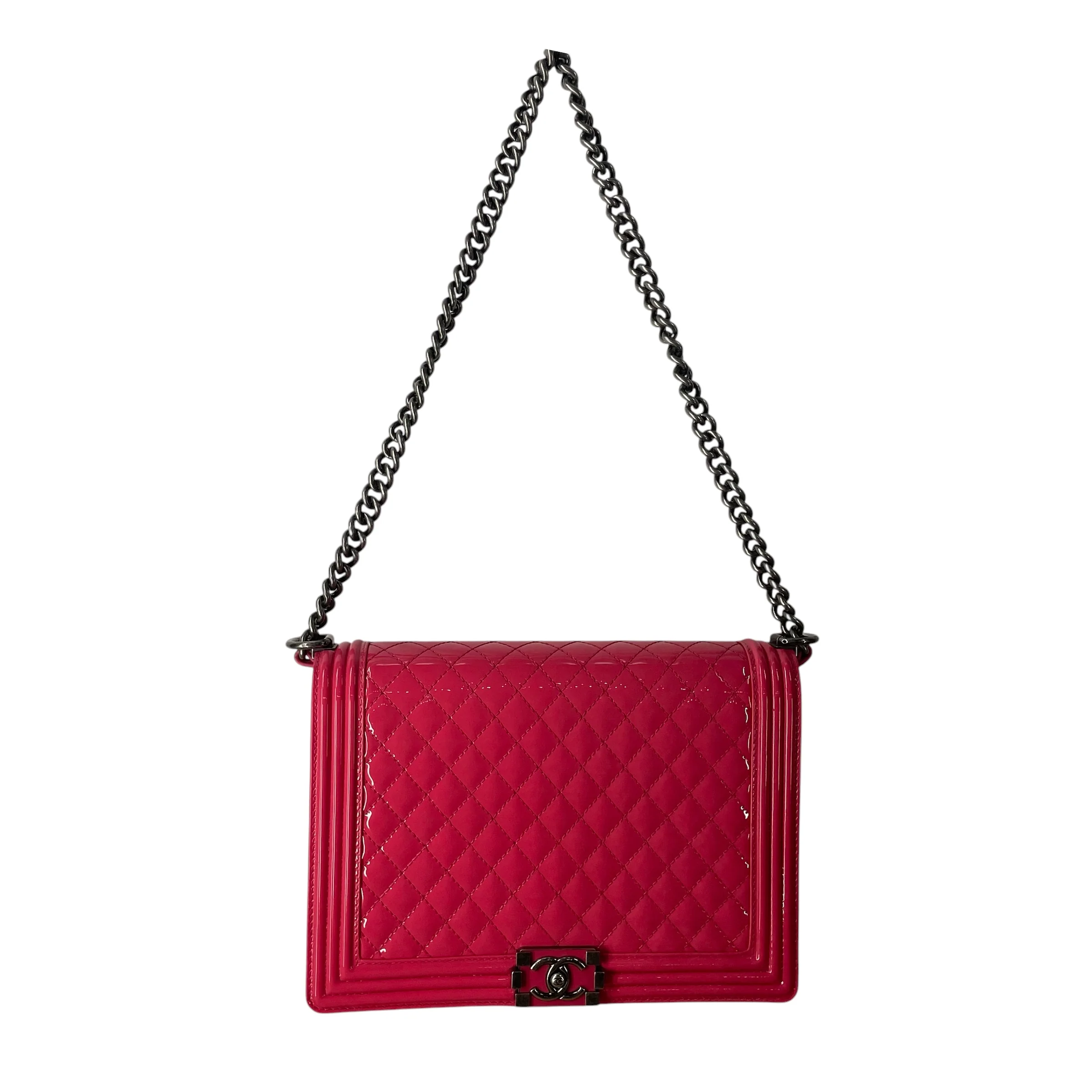 CHANEL/Cross Body Bag/Leather/PNK/17869624 PATENT BOY BAG