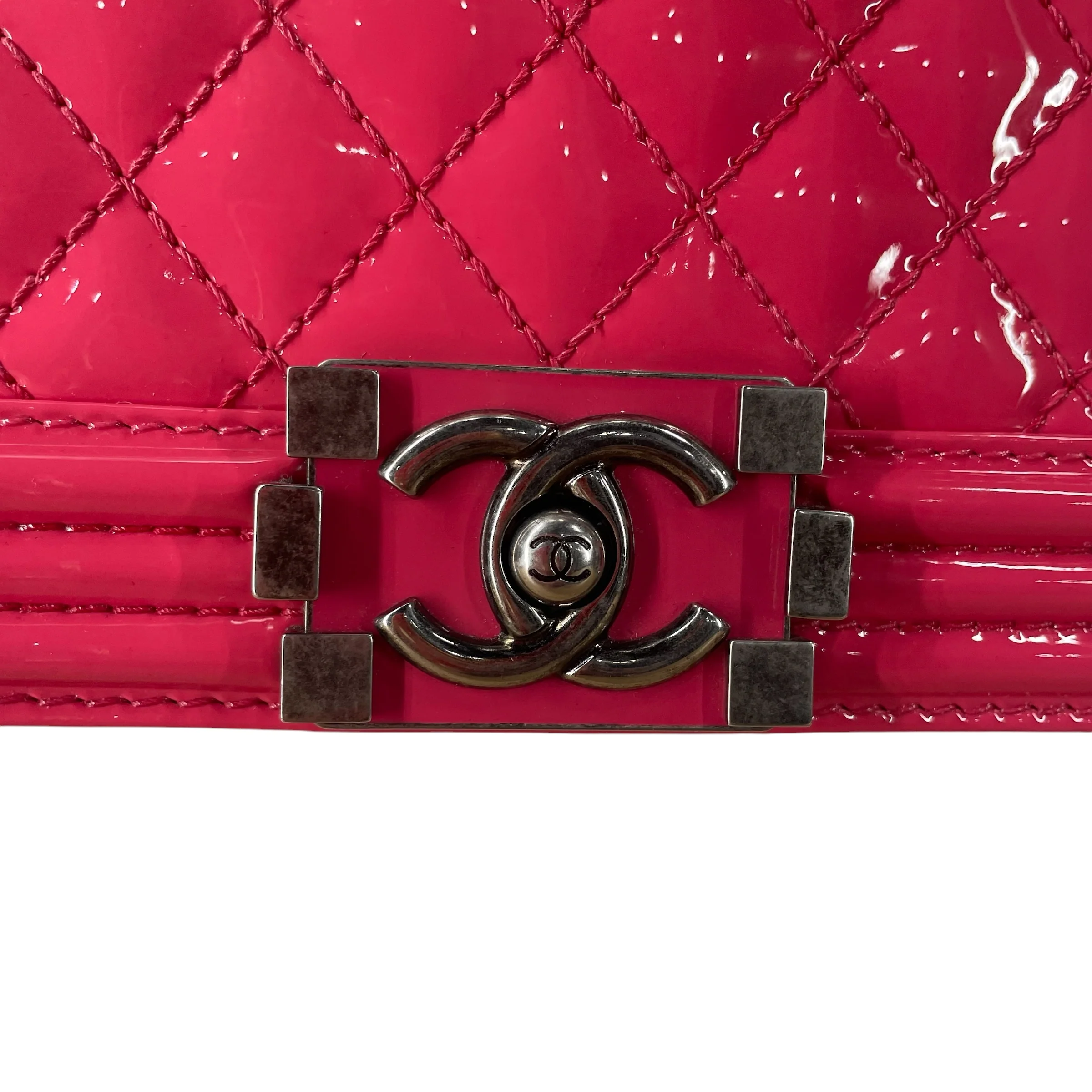 CHANEL/Cross Body Bag/Leather/PNK/17869624 PATENT BOY BAG