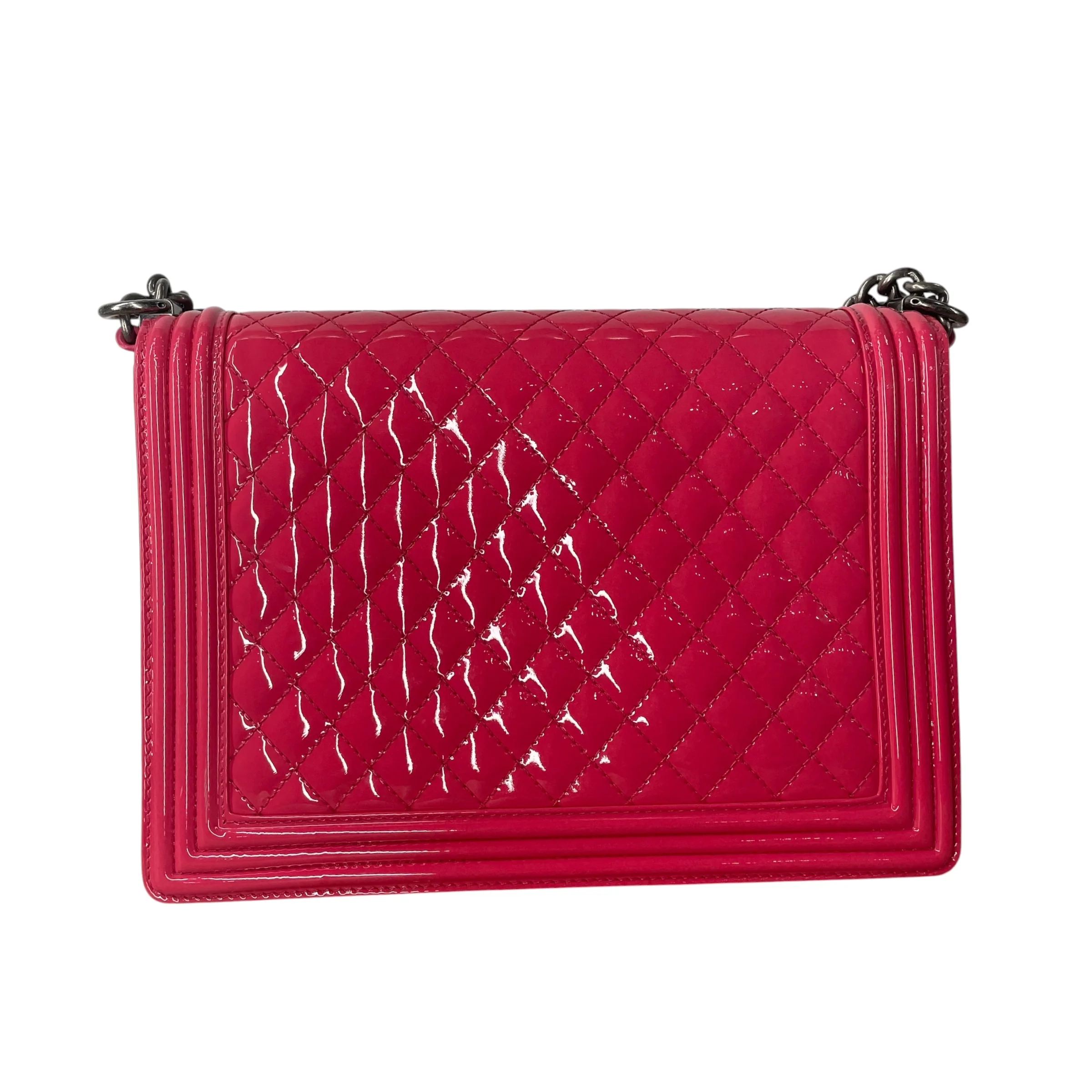 CHANEL/Cross Body Bag/Leather/PNK/17869624 PATENT BOY BAG