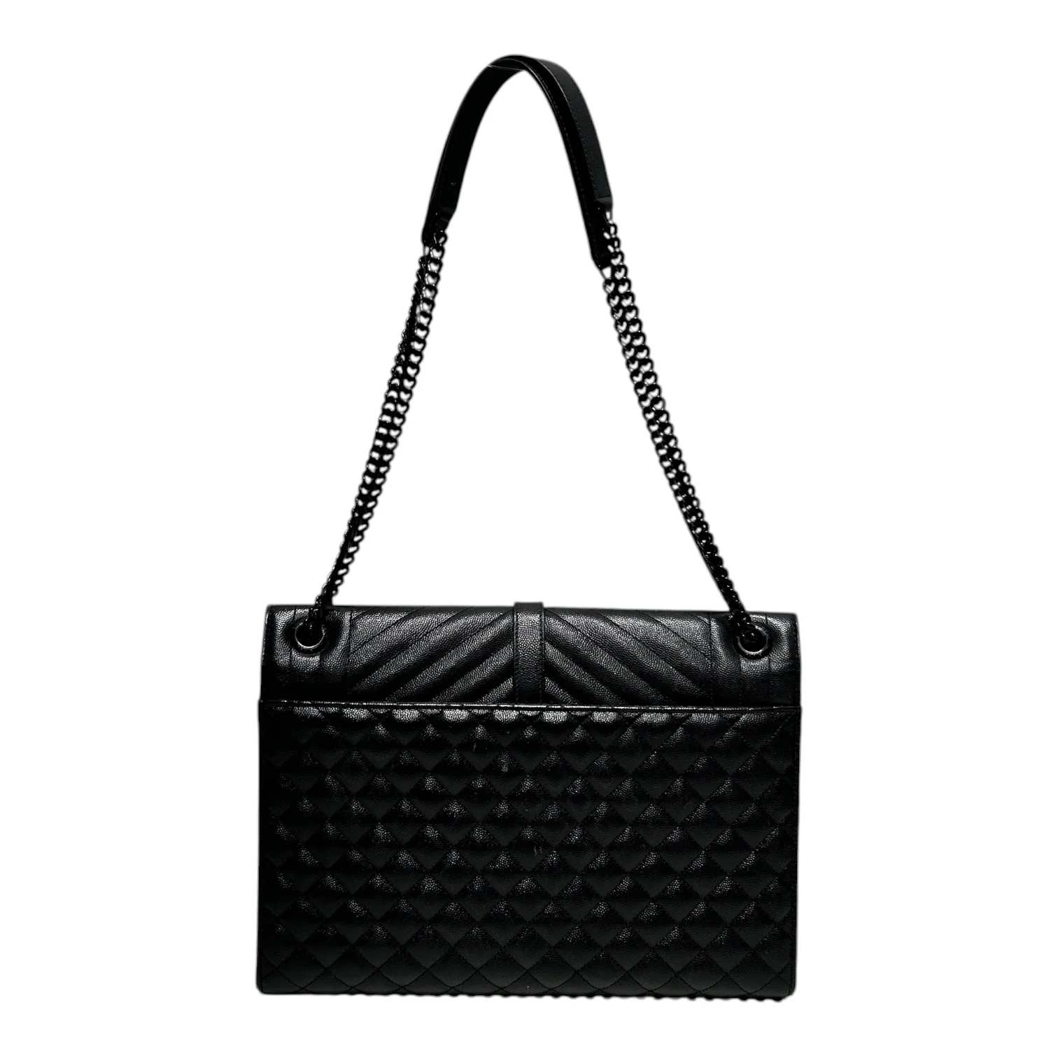 SAINT LAURENT/Hand Bag/Leather/BLK/LARGE ENVELOPE TRIQUILT ALLBLK