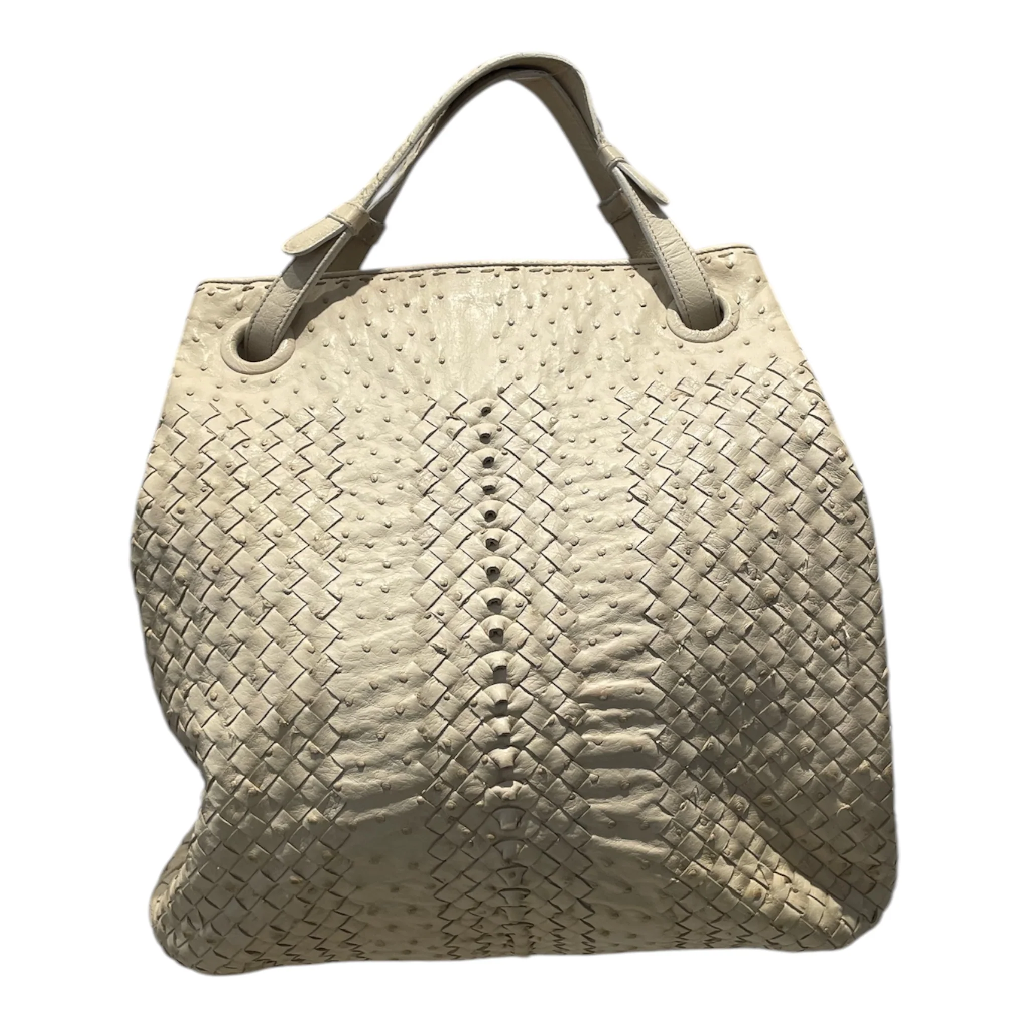 BOTTEGA VENETA/Tote Bag/Leather/IVR/Intrecciato Ostrich Lthr Tote