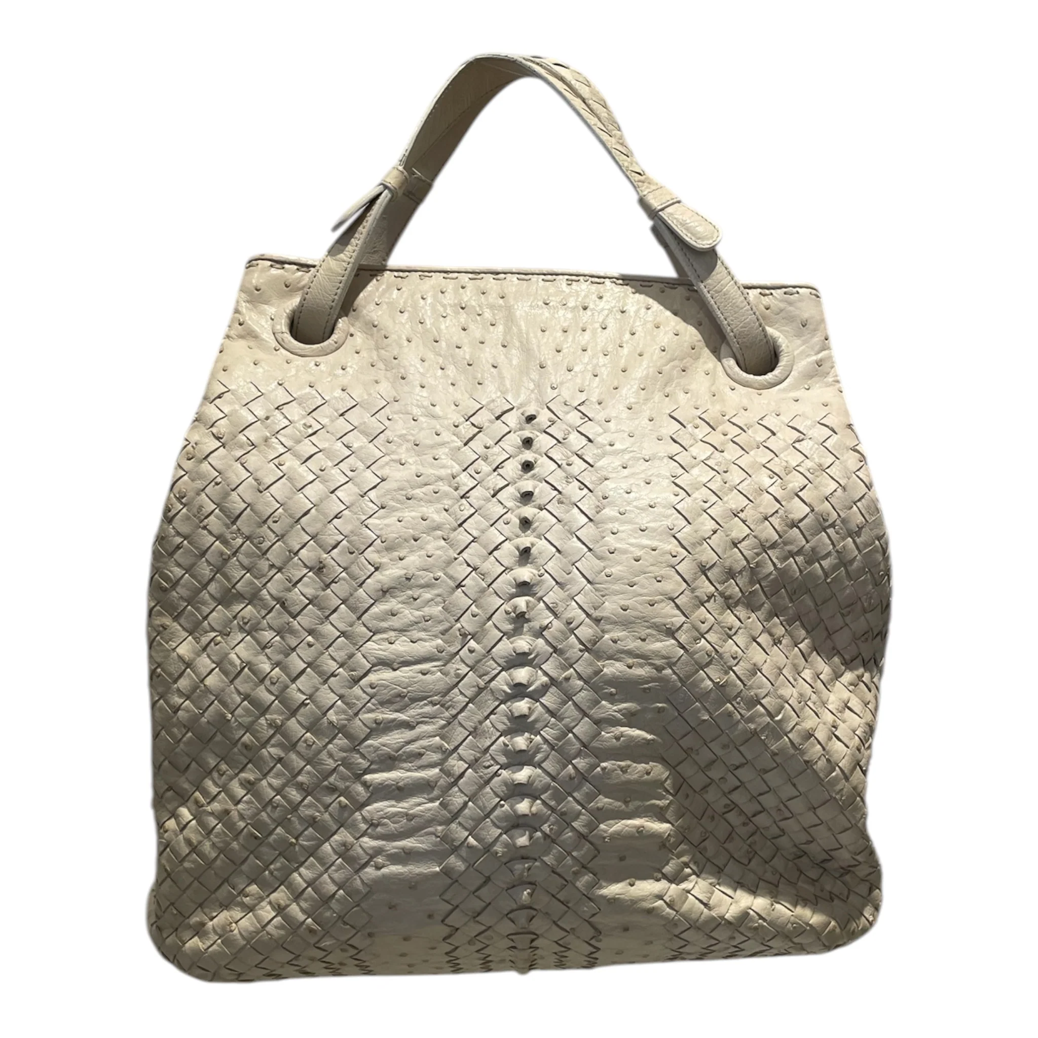 BOTTEGA VENETA/Tote Bag/Leather/IVR/Intrecciato Ostrich Lthr Tote