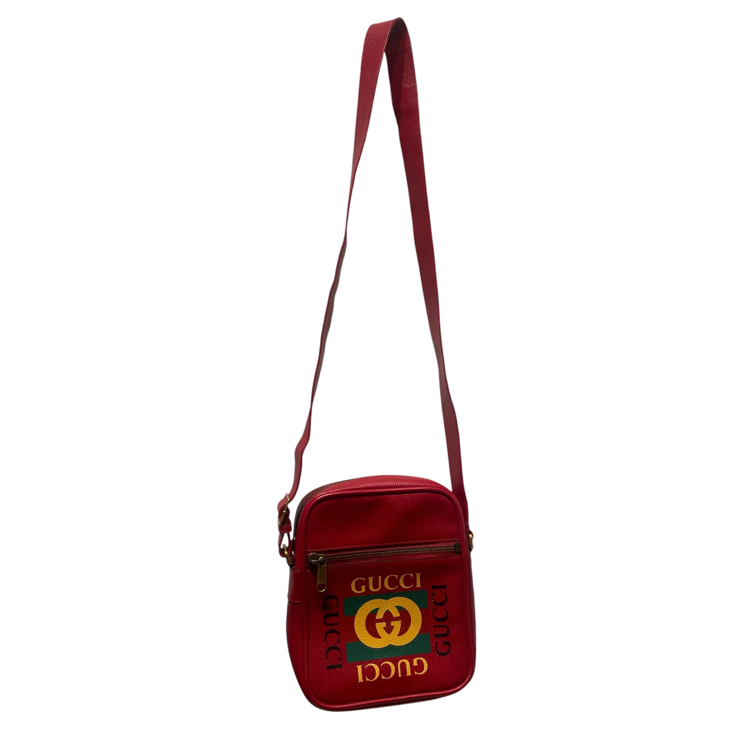 GUCCI/Cross Body Bag/Leather/RED/WEB MESSENGER