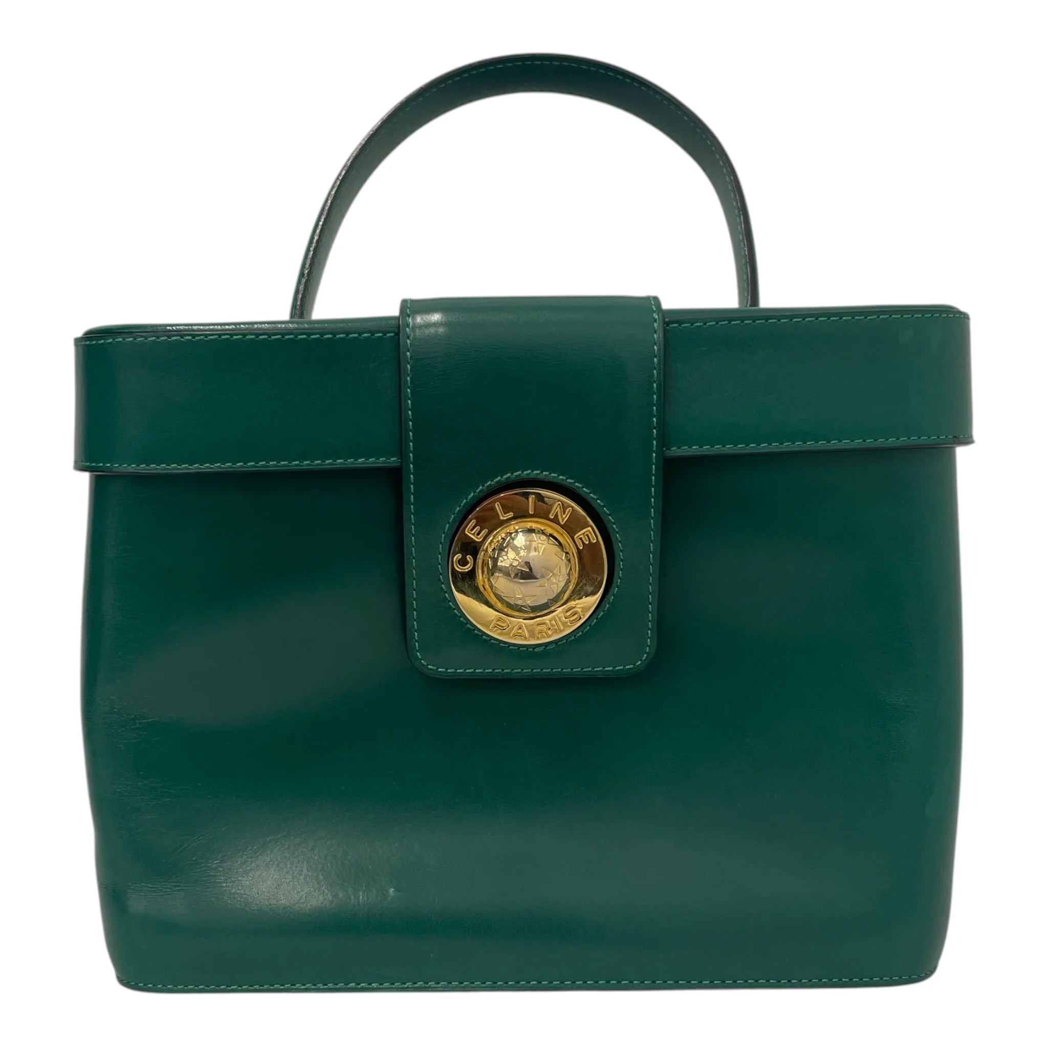 CELINE/Tote Bag/Cowhide/GRN/GOLDMETALLABEL