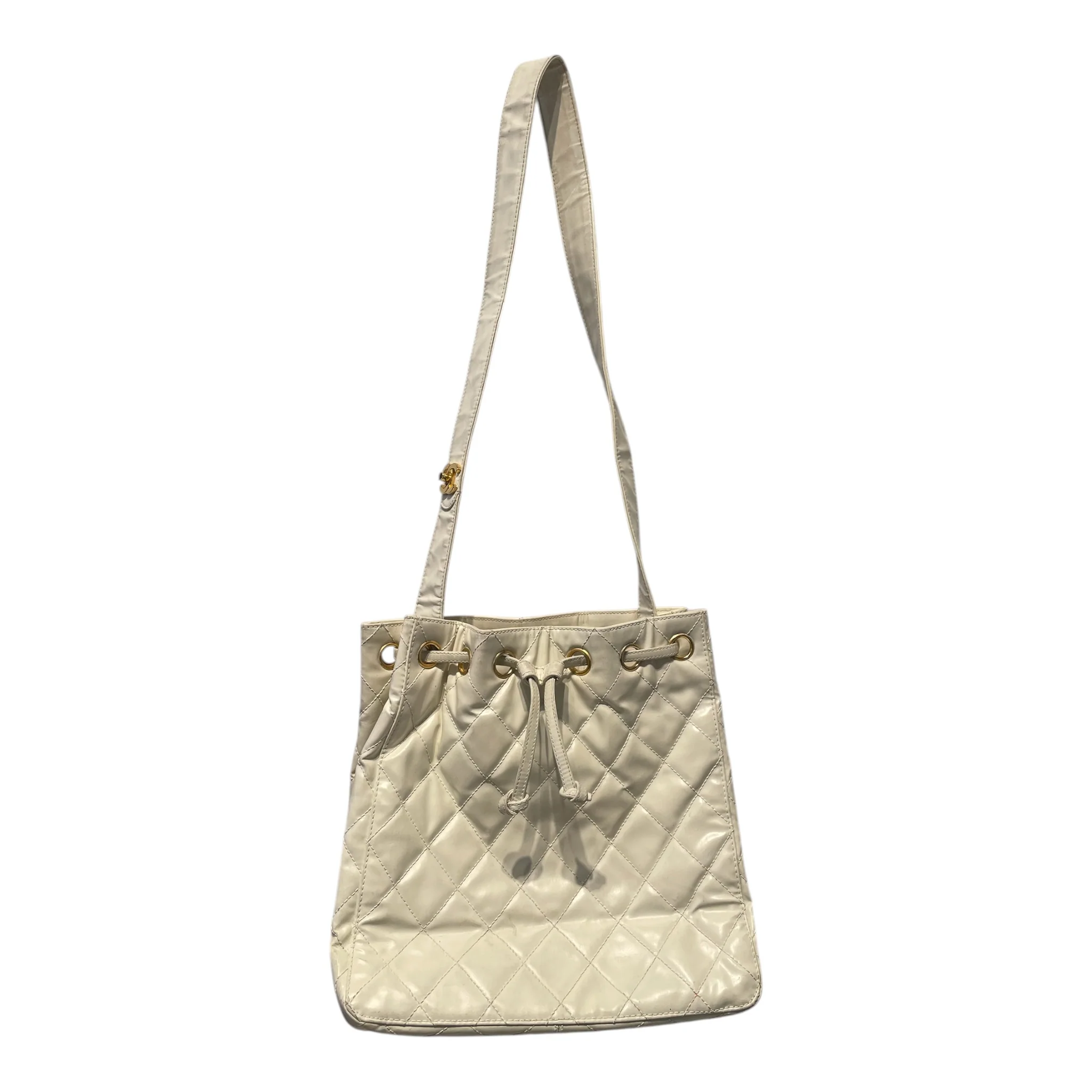 CHANEL/Basket Bag/Leather/WHT/VINTAGE CHANEL  98-96