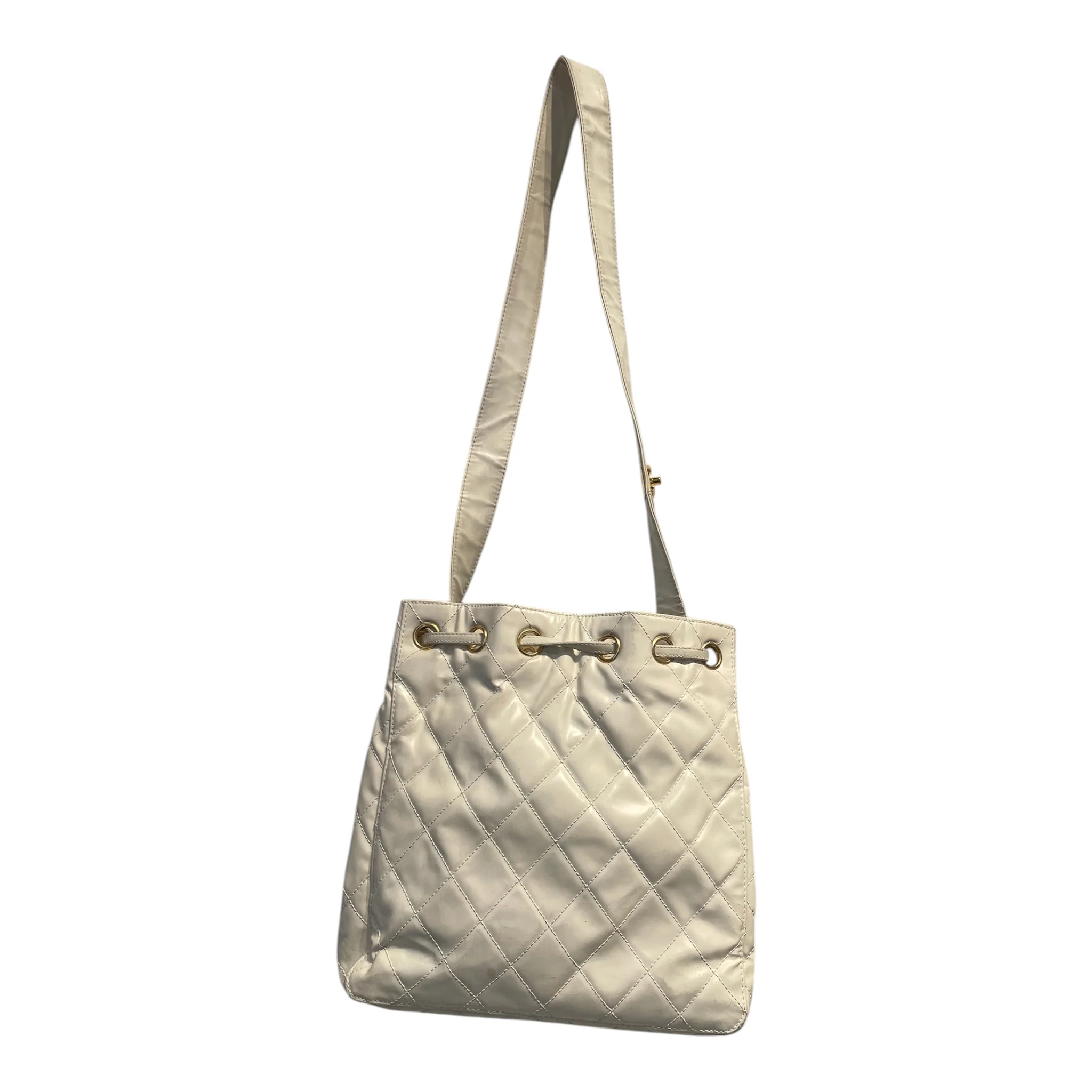 CHANEL/Basket Bag/Leather/WHT/VINTAGE CHANEL  98-96