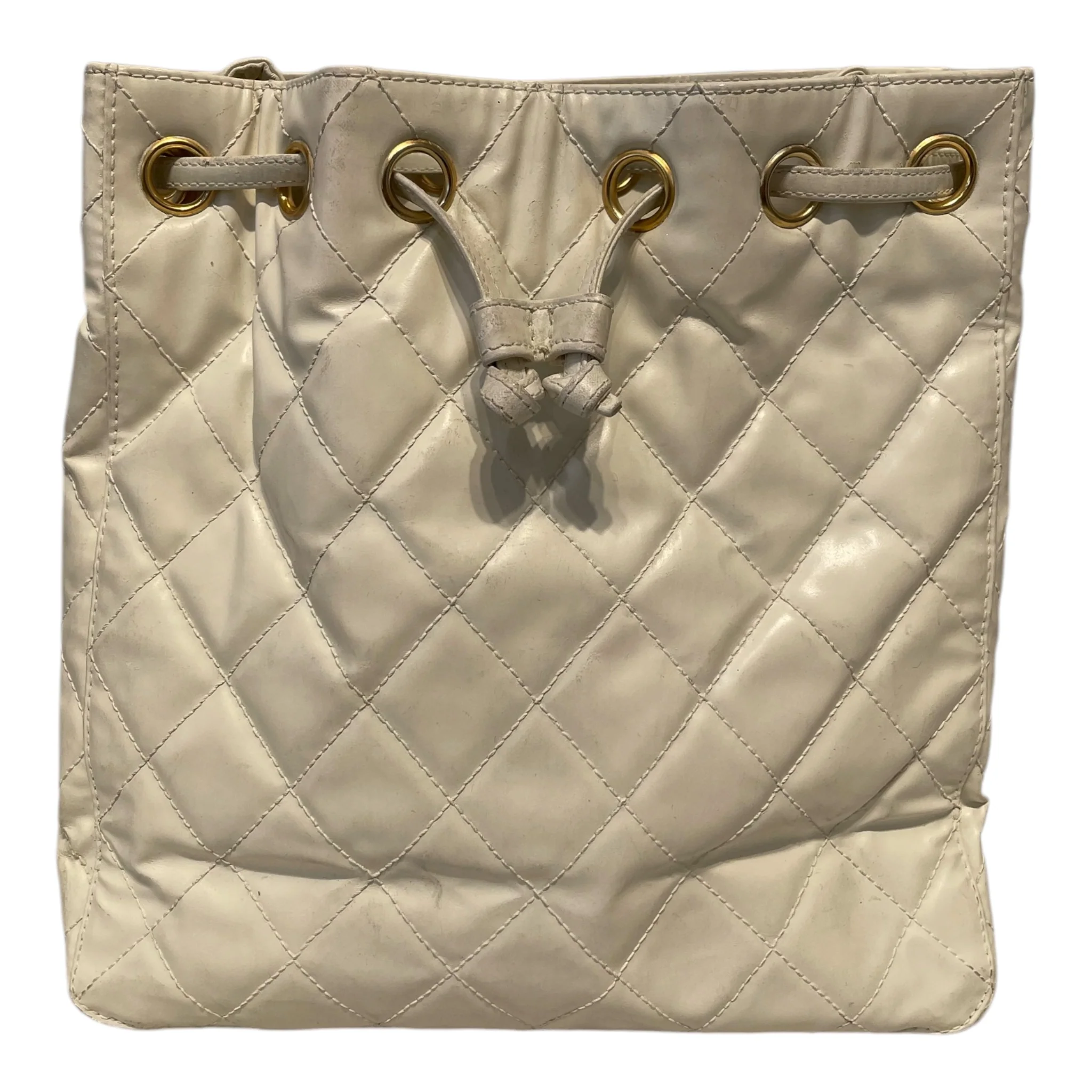 CHANEL/Basket Bag/Leather/WHT/VINTAGE CHANEL  98-96
