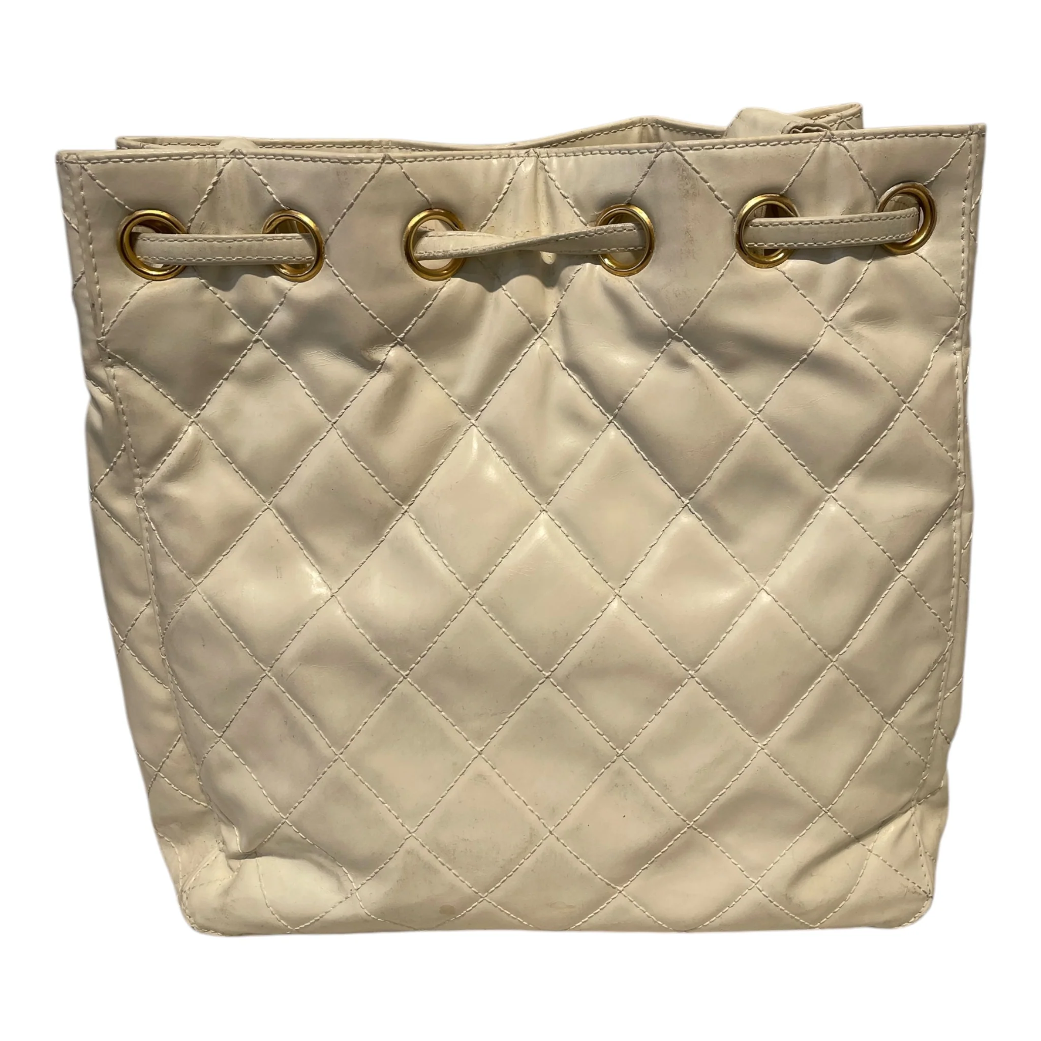 CHANEL/Basket Bag/Leather/WHT/VINTAGE CHANEL  98-96