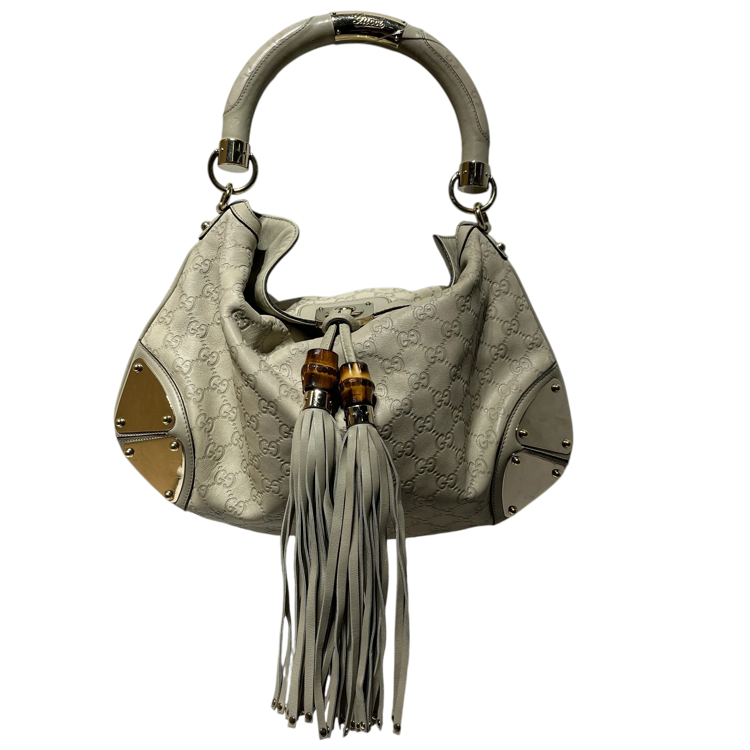 GUCCI/Hand Bag/Monogram/Leather/CRM/Babouska Indy