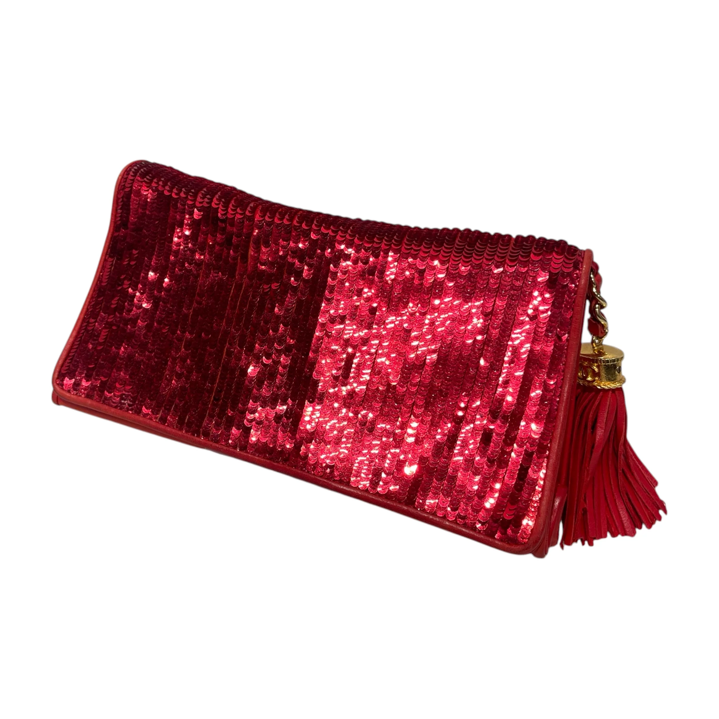 CHANEL/Clutch Bag/RED/1980 SEQUIN TASSEL