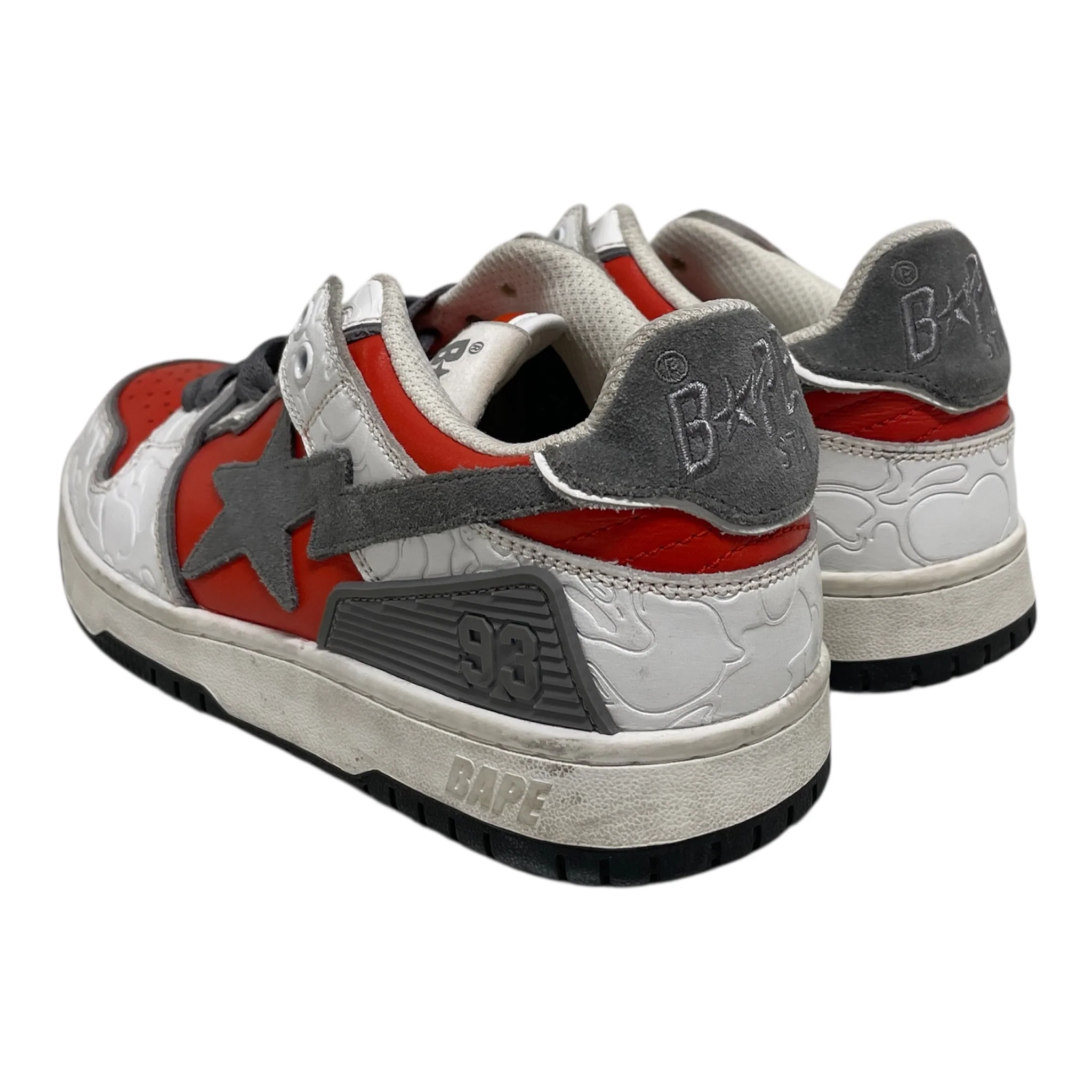 BAPE STA!/Low-Sneakers/US 6/Cotton/ORN/GREY STAR