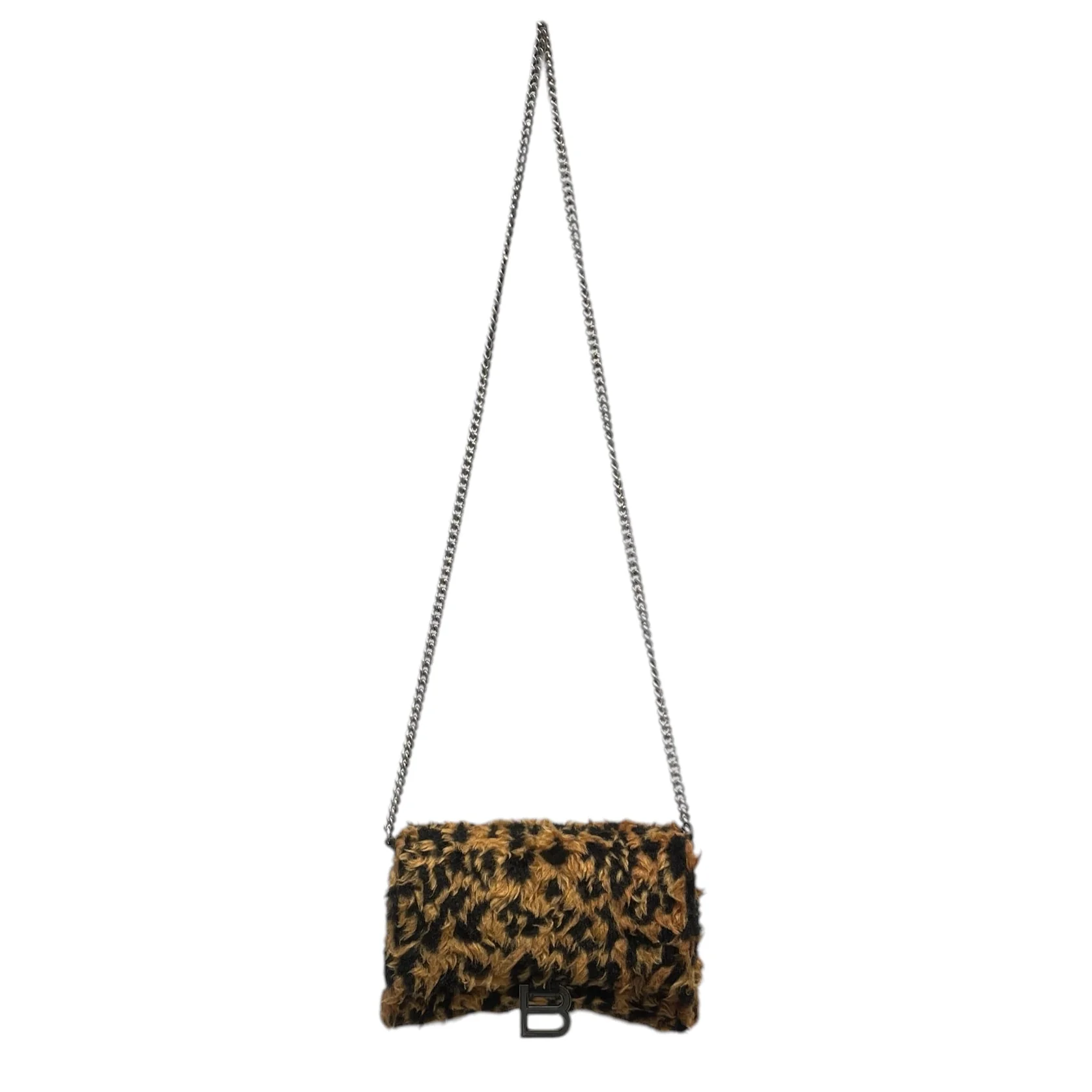 BALENCIAGA/Hand Bag/Leopard/Fake Fur/BRW/Hourglass Chain Bag