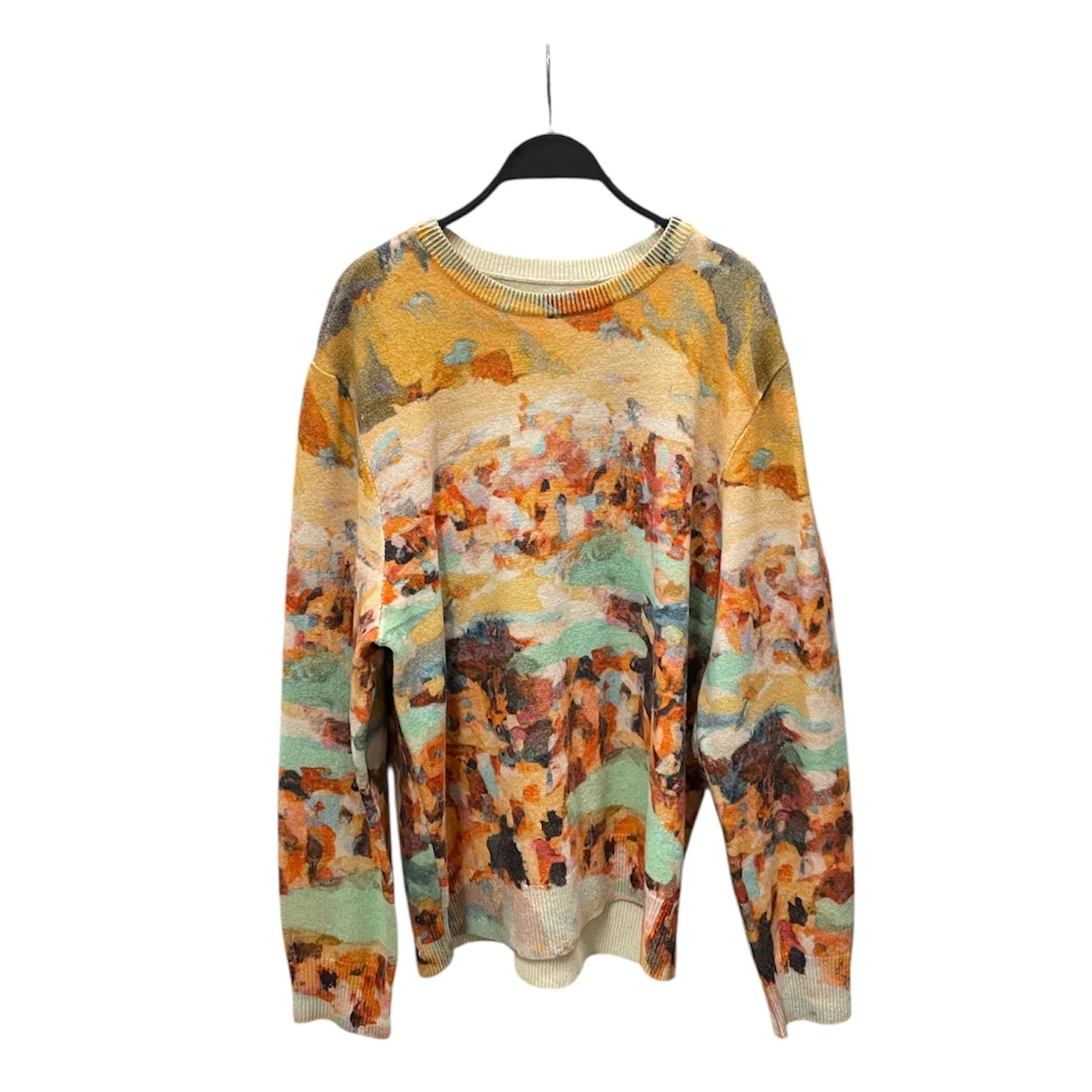 AIME LEON DORE/Sweater/L/All Over Print/Wool/MLT/LANDSCAPE SWTR ORN/GRN