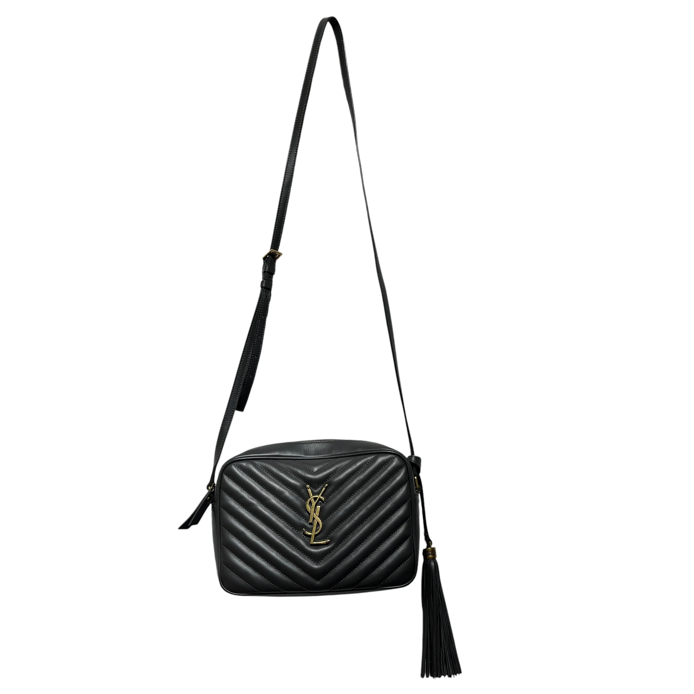 YVES SAINT LAURENT/Cross Body Bag/Leather/GRY/QUILTED LOU CAMERA BAG